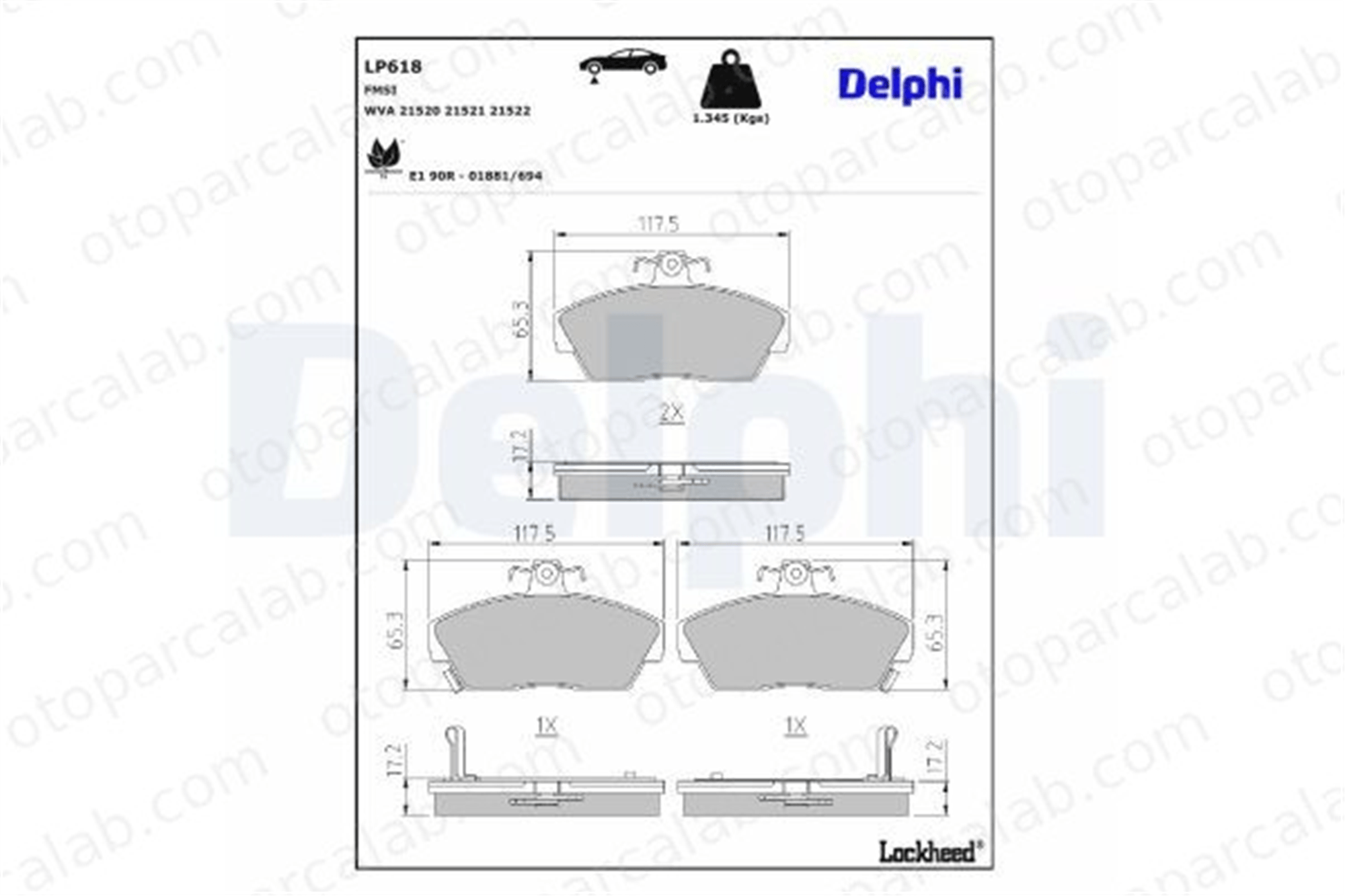 DELPHI LP618 Fren Disk Balata Arka ROVER 200 II Hatchback 400 II GBP90314 SFP000390