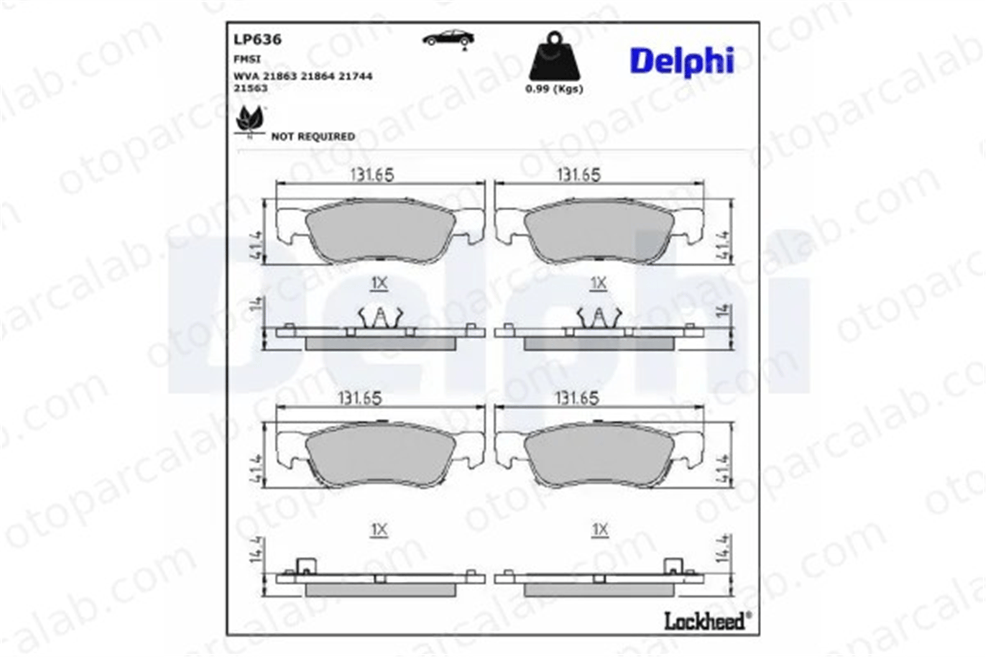 DELPHI LP636 Fren Disk Balata Arka ISUZU TROOPER I TROOPER I Açık arazi aracı 4317859 894317037
