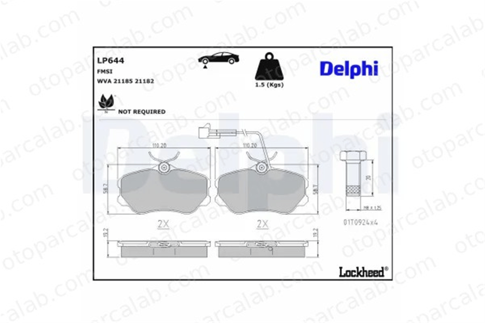 DELPHI LP644 Fren Disk Balata Ön FIAT CROMA LANCIA THEMA 60760160 71770969