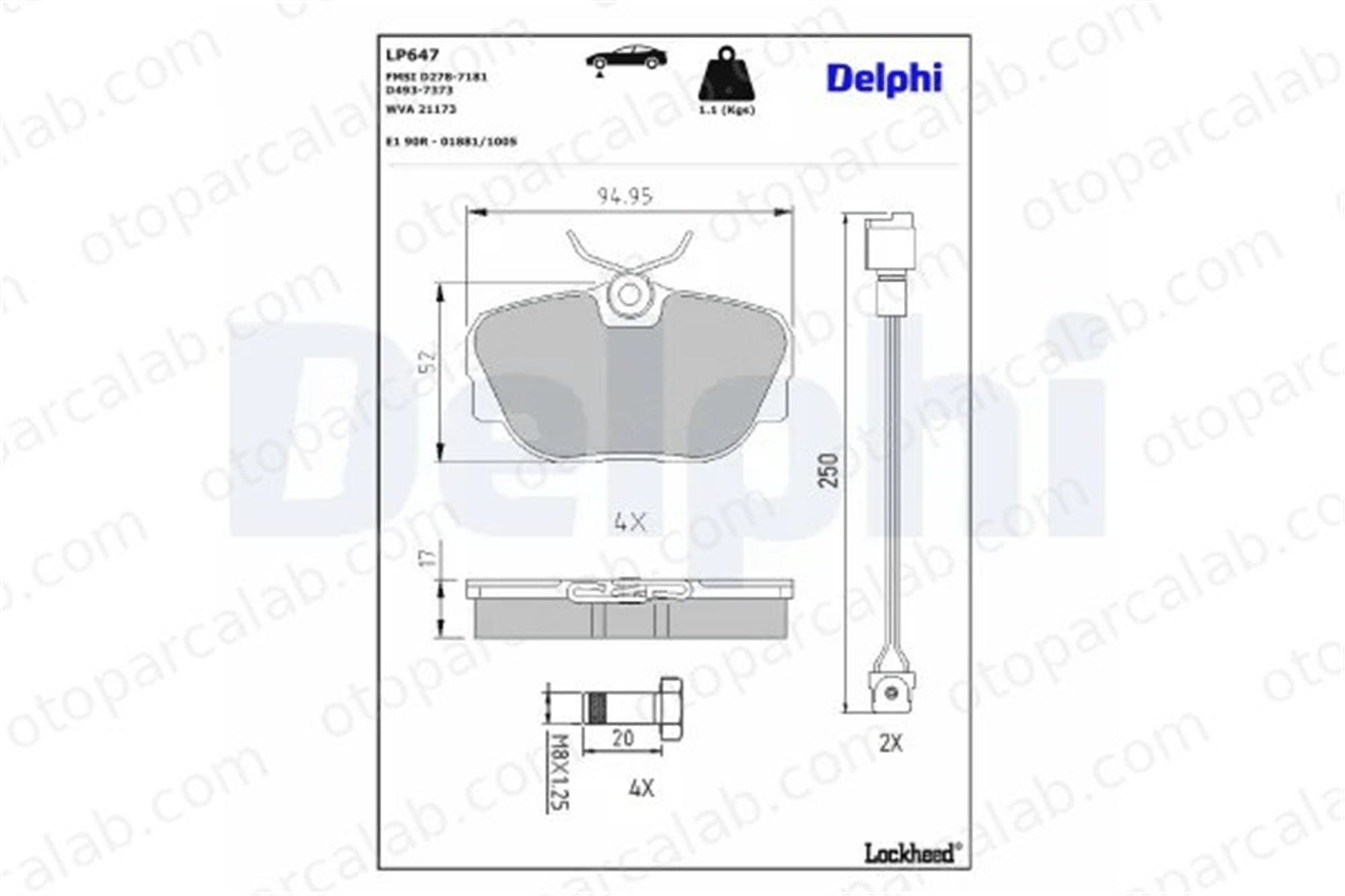 DELPHI LP647 Fren Disk Balata Ön BMW 3 3 Touring 34111161347