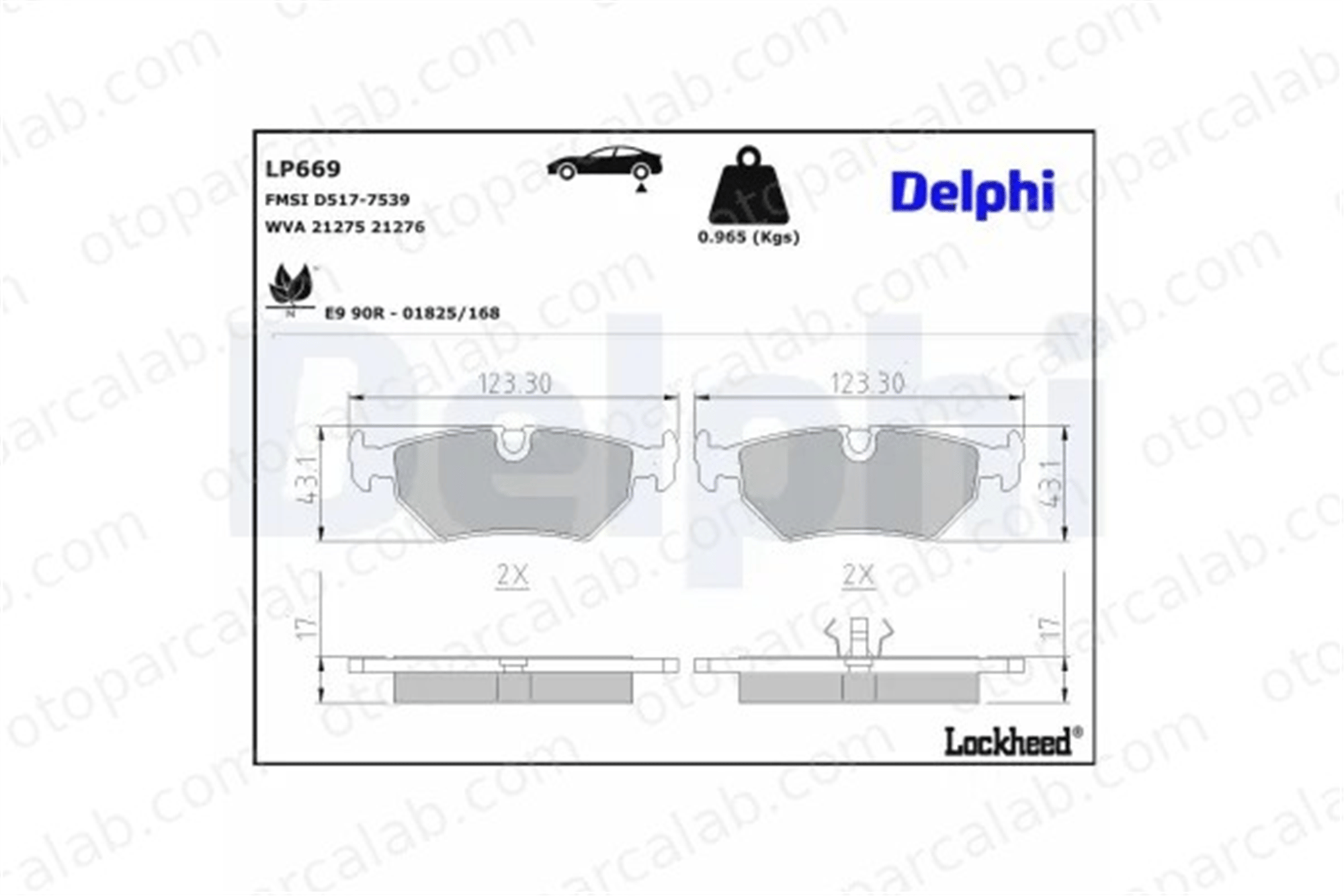 DELPHI LP669 Fren Disk Balata Arka JAGUAR XJ XJ Coupe JLM11114 JLM1833