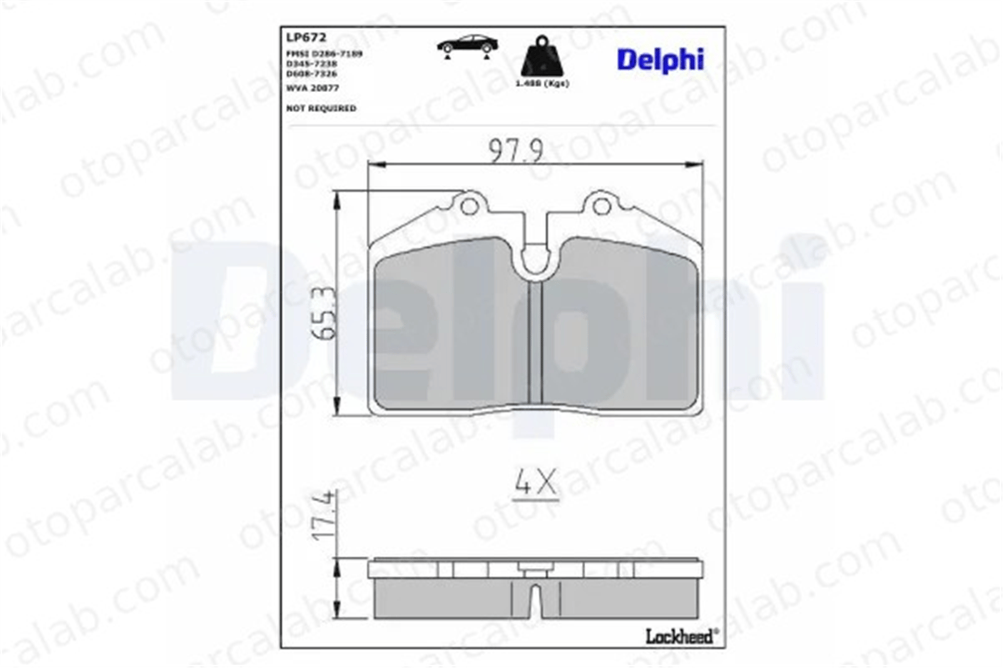 DELPHI LP672 Fren Disk Balata Ön veya Arka PORSCHE 911 911 Cabrio 8A0698451 8A0698451A