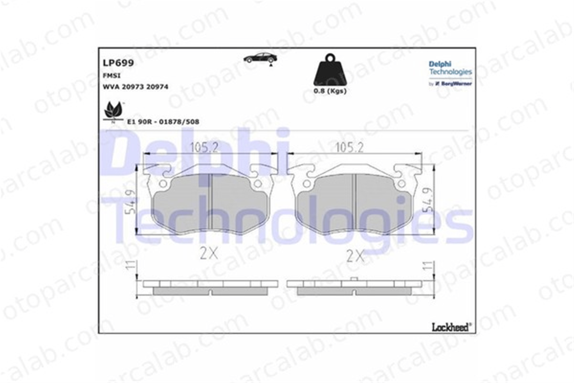 DELPHI LP699 Fren Disk Balata Arka RENAULT 19 II Chamade CLIO I 7701207034 425146