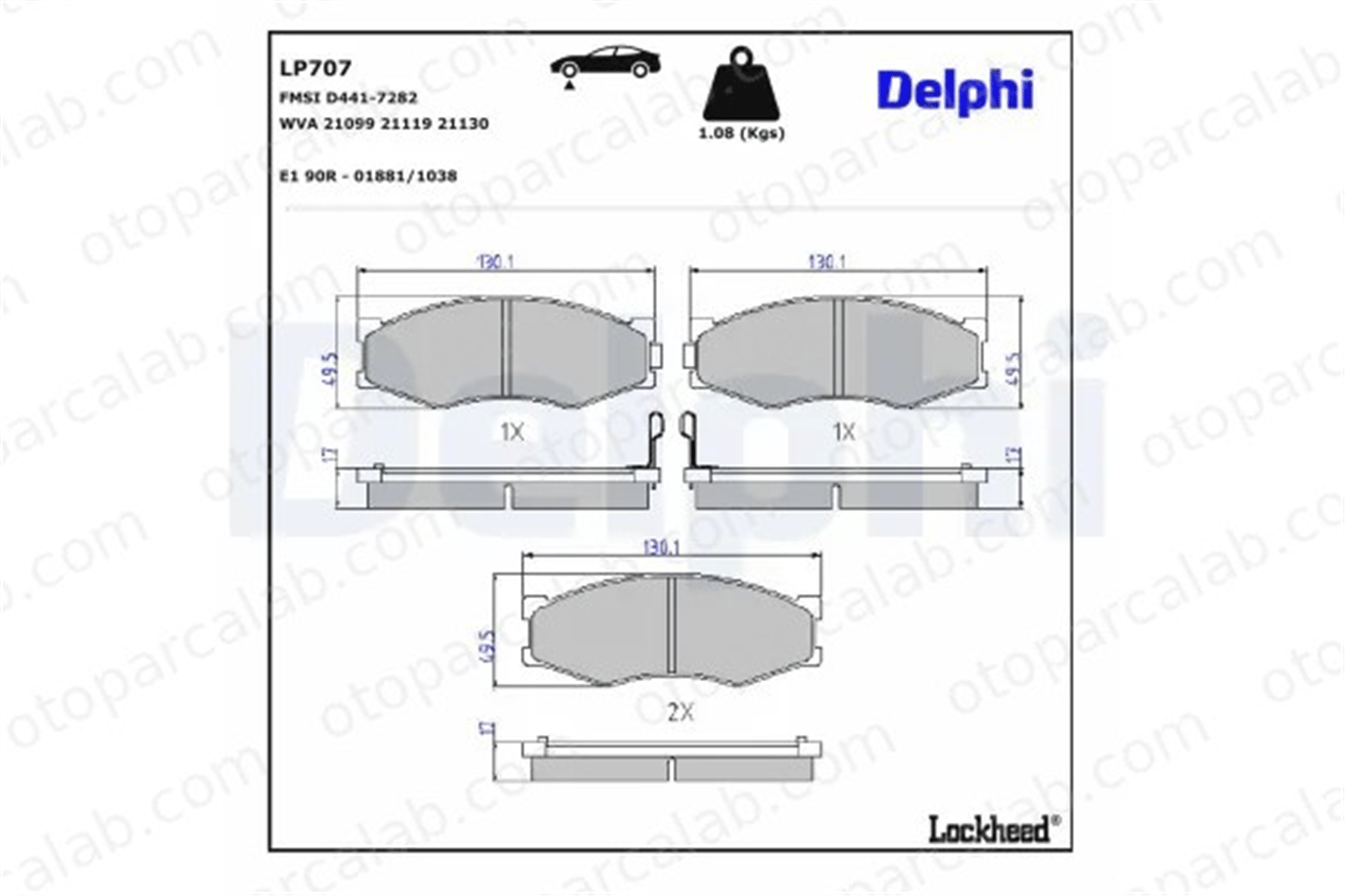DELPHI LP707 Fren Disk Balata Ön NISSAN PICK UP BLUEBIRD 4106009W92 4106003R85