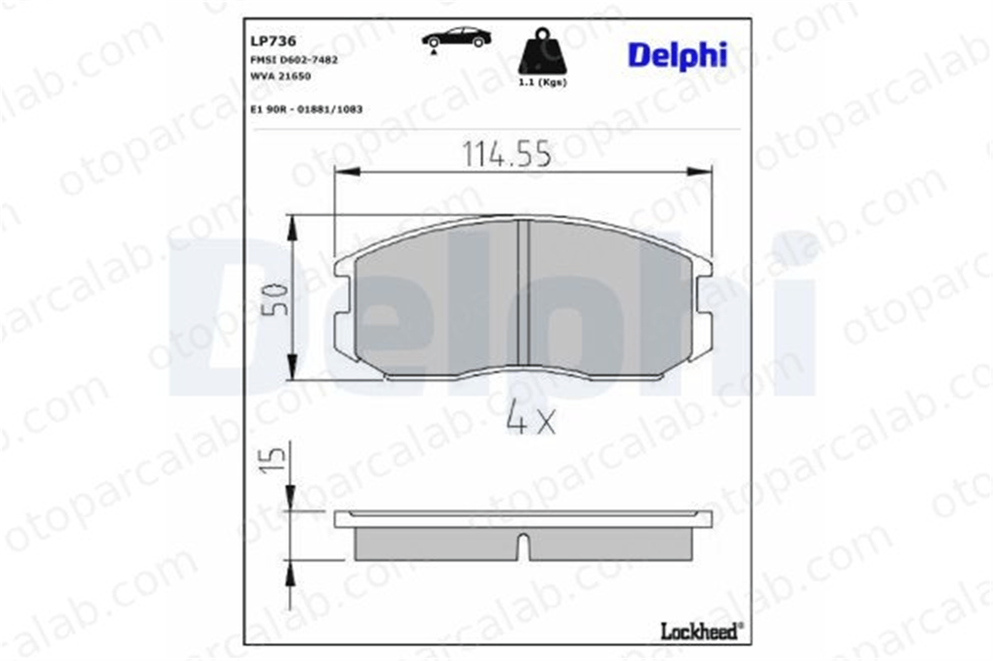 DELPHI LP736 Fren Disk Balata Ön MITSUBISHI LANCER IV Hatchback DAIHATSU TERIOS 4465B4040 MB699464