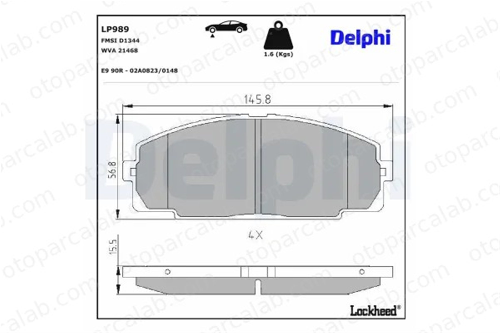 DELPHI LP989 Fren Disk Balata Ön TOYOTA HIACE IV Minibüs/Otobüs HIACE IV Panelvan/Van 446525040 04465-25040