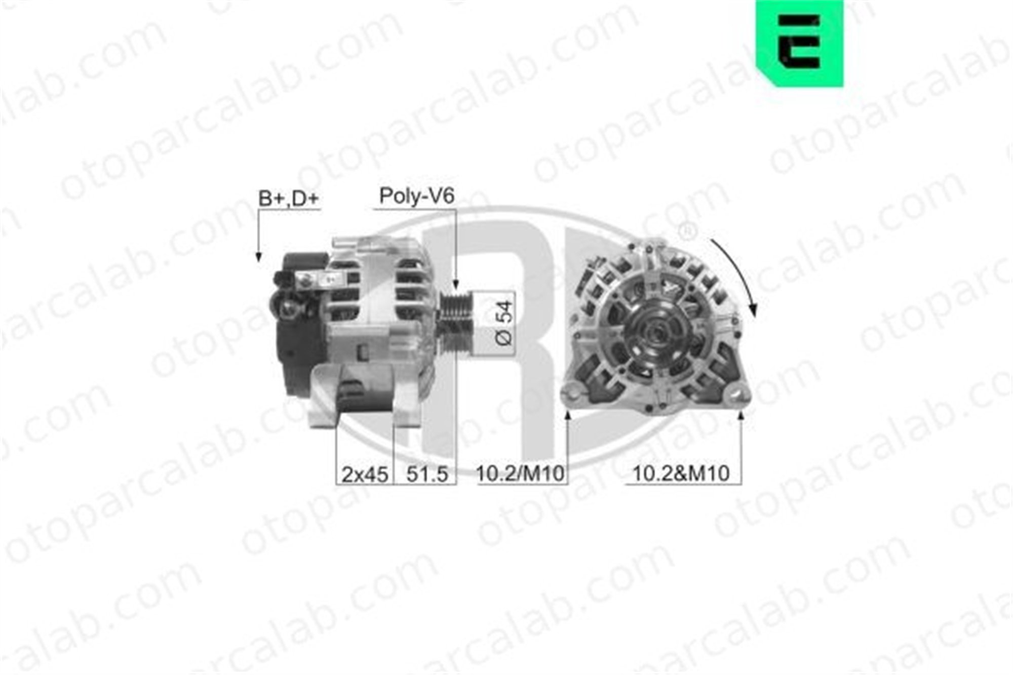 ERA 210016A Alternatör PEUGEOT 206 Hatchback CITROËN JUMPY Panelvan/Van 9635772880 57052C