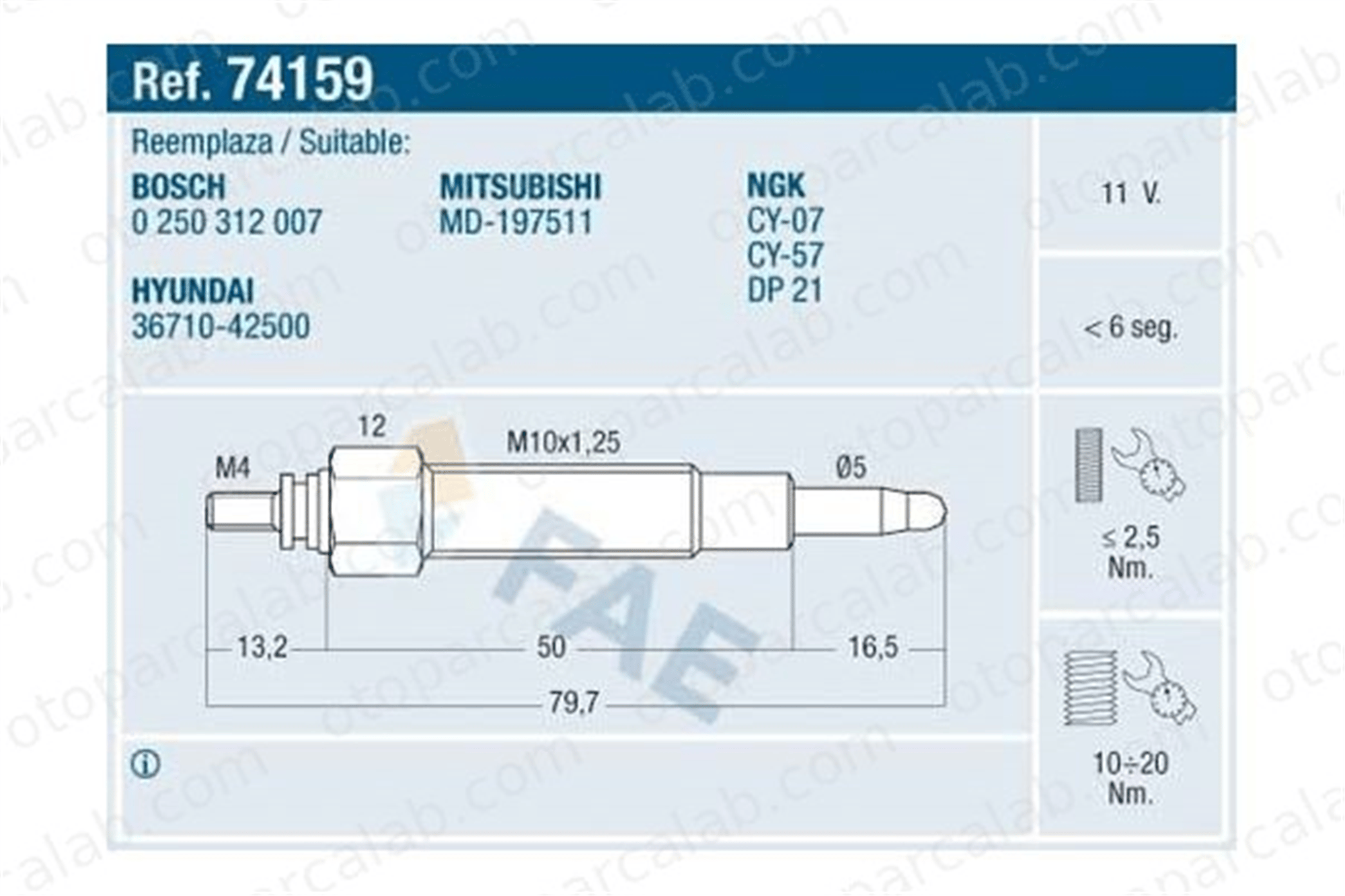 ET1 053 511 Isıtma Bujisi MITSUBISHI L400 Panelvan/Van HYUNDAI GALLOPER I 3671042500 MD197511