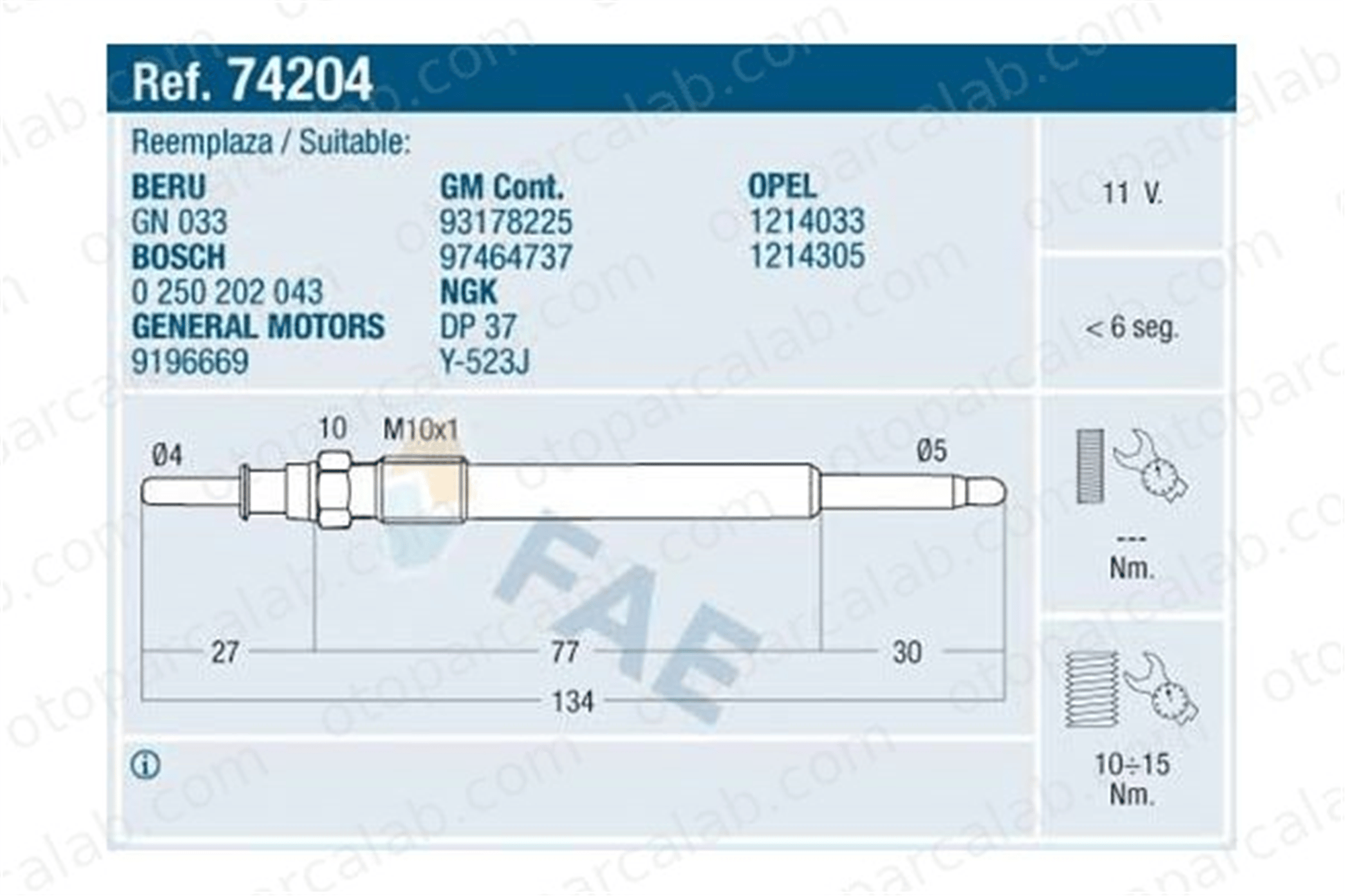 ET1 ET133370 Isıtma Bujisi ET1 OPEL ASTRA G Sedan ASTRA G Station wagon 12232248422 90569338