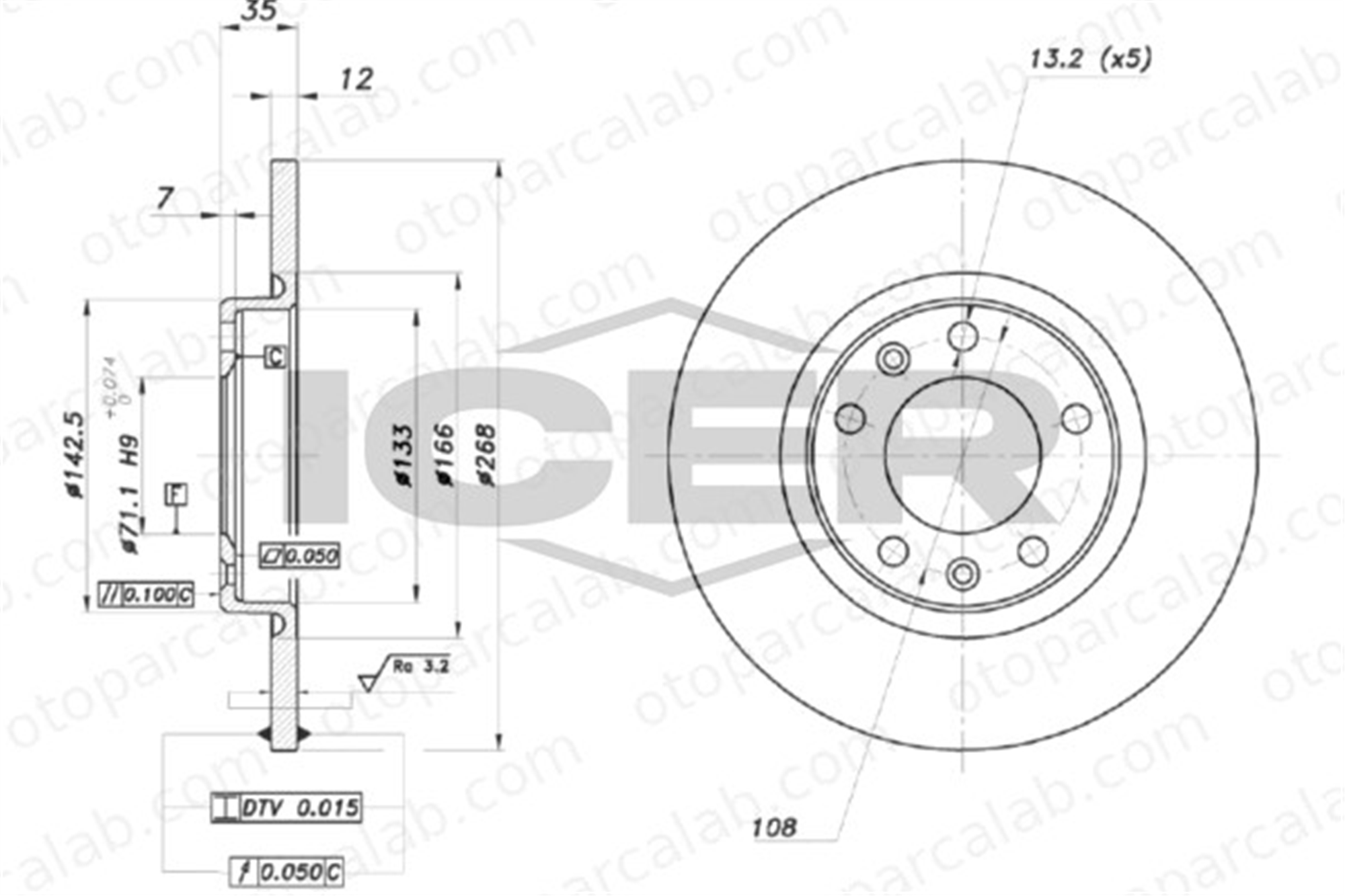 EUROREPAR 1609582880 Fren Disk Ayna Arka Sağ ve Sol PEUGEOT 308 II 308 SW II 1609582880 1642776380