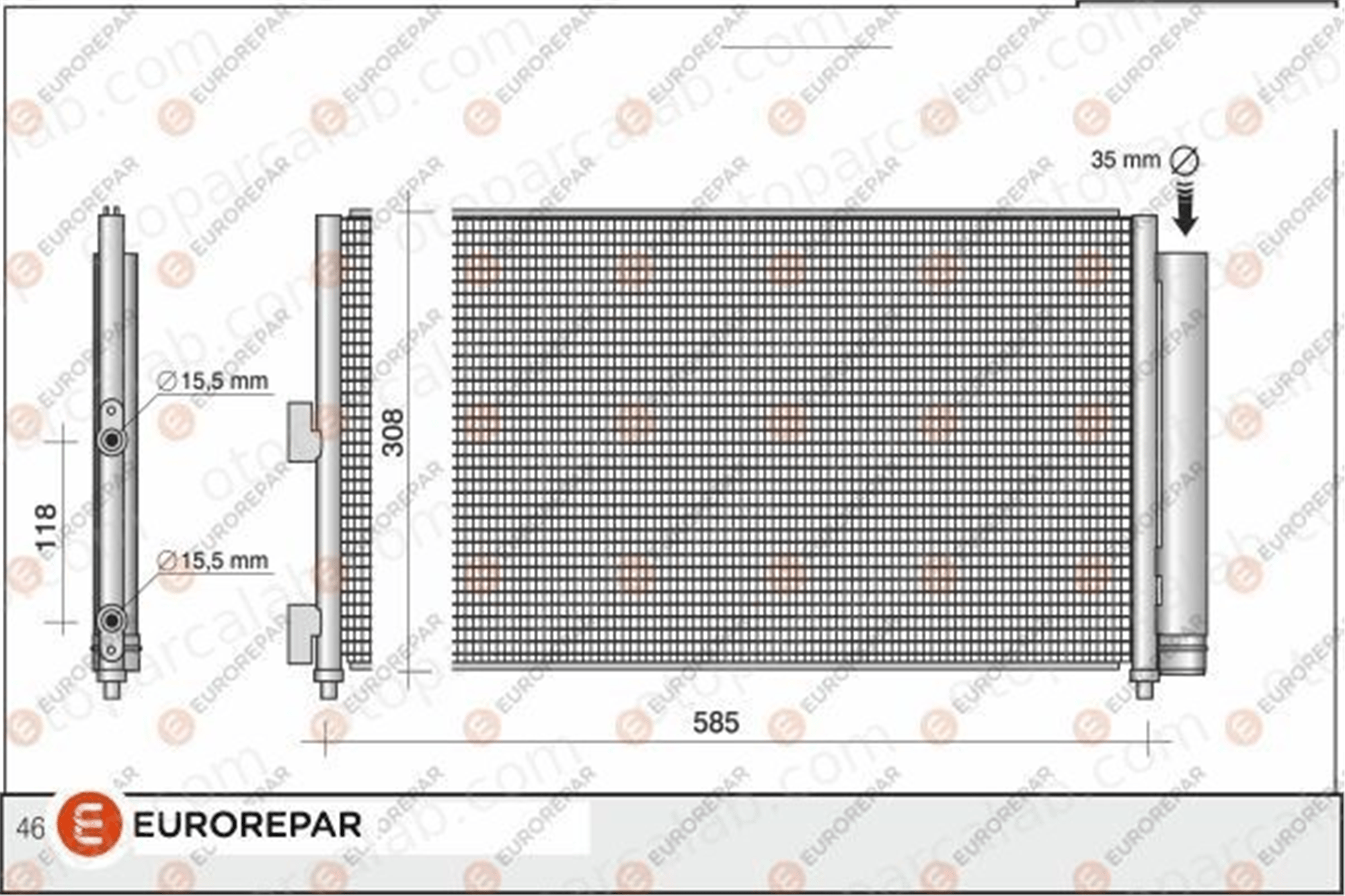 EUROREPAR 1610159380 Klima Radyatörü LANCIA YPSILON FIAT IDEA 1610159380 46820833