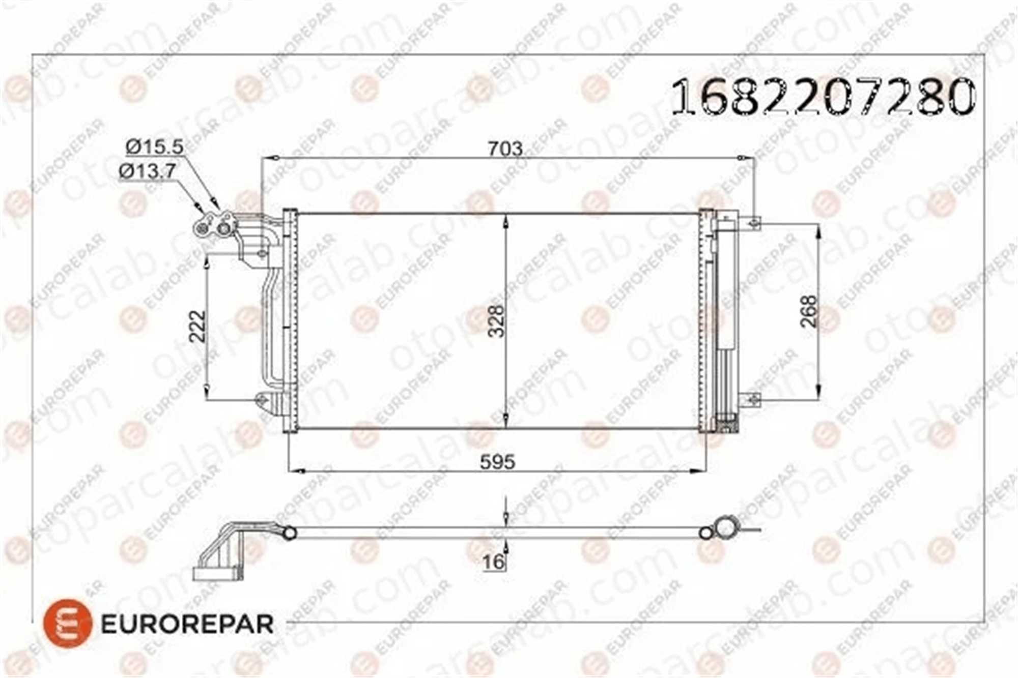EUROREPAR 1682207380 Klima Radyatörü SEAT IBIZA IV SC VW POLO V 1682207380 6C0816411A