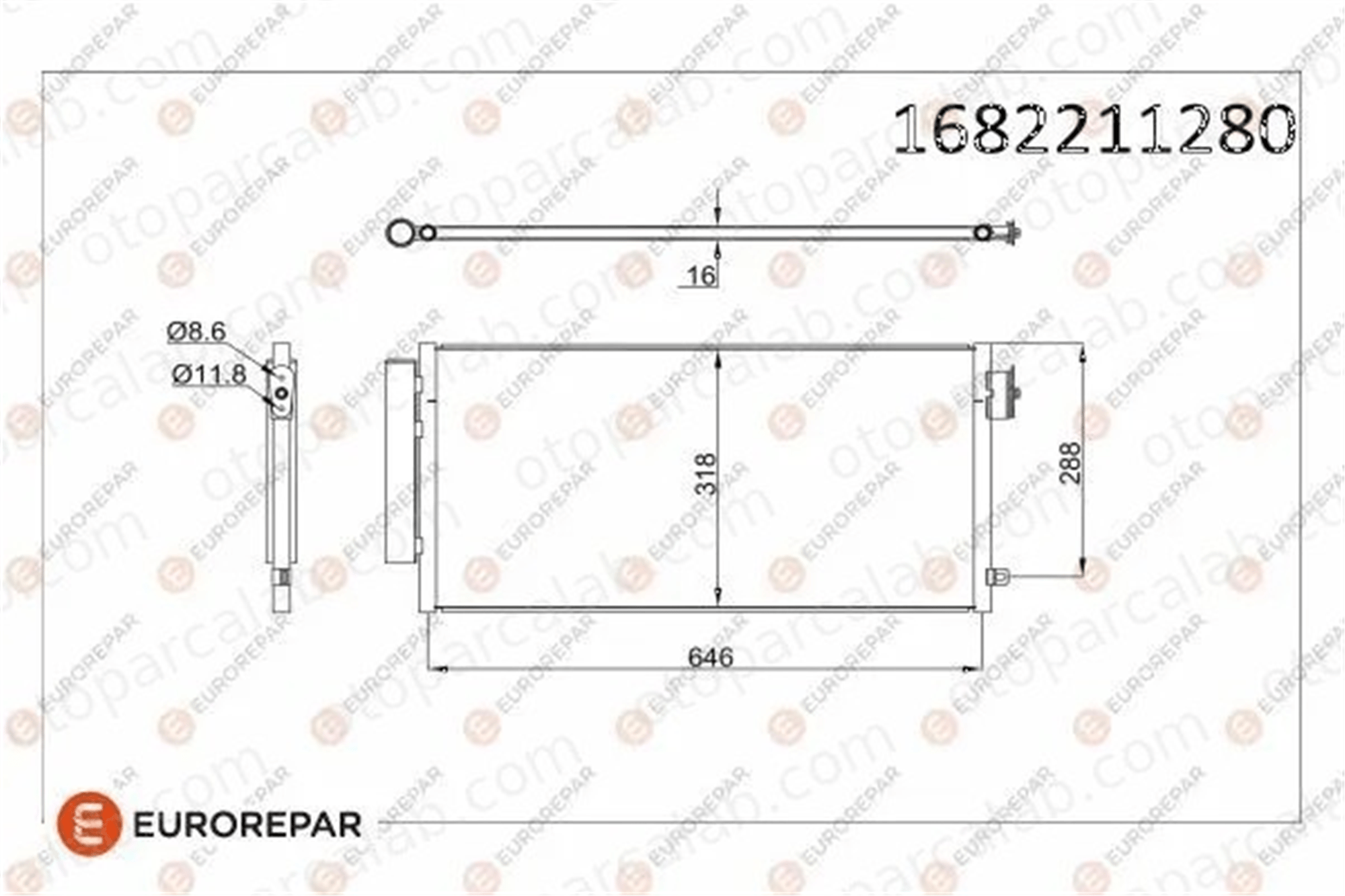 EUROREPAR 1682211280 Klima Radyatörü FIAT 500L TIPO Hatchback 1682211280 51887955