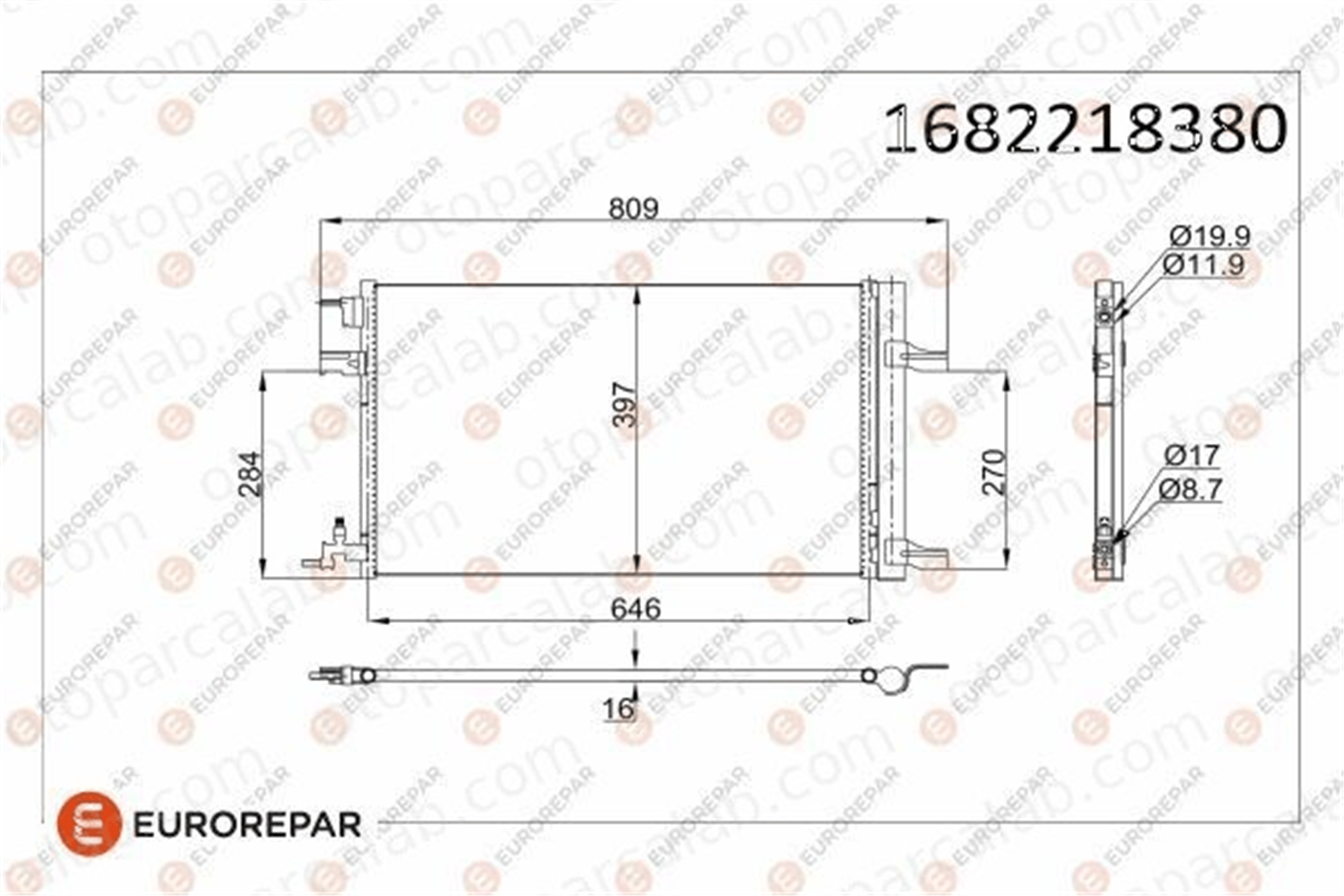 EUROREPAR 1682218380 Klima Radyatörü OPEL ZAFIRA TOURER C ASTRA J Sports Tourer 1682218380 13267649