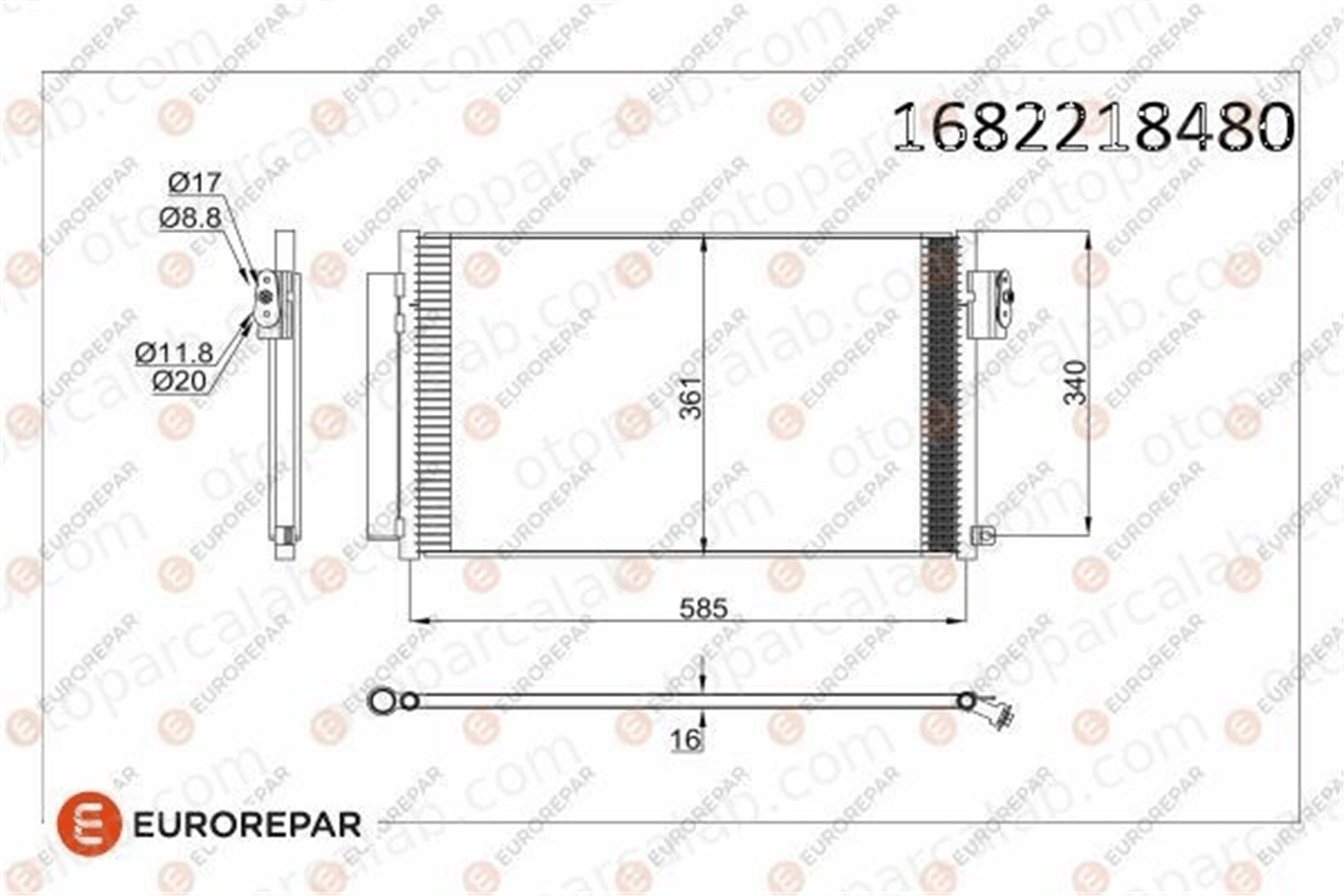 EUROREPAR 1682218480 Klima Radyatörü FIAT 500L TIPO Hatchback 1682218480 51887906