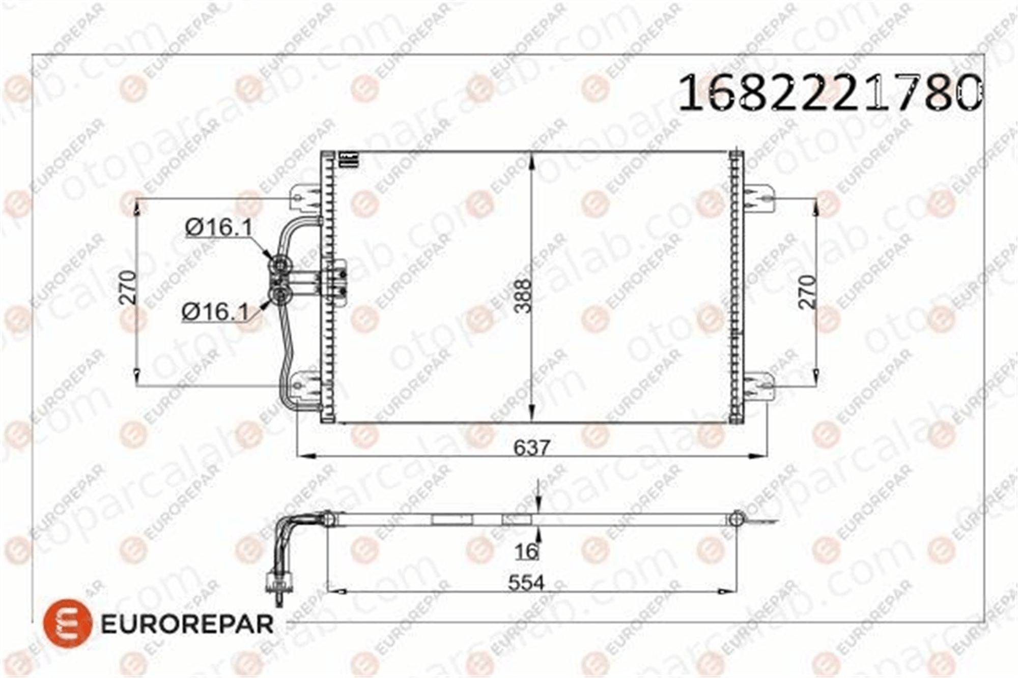 EUROREPAR 1682221780 Klima Radyatörü RENAULT MEGANE I Classic MEGANE I 1682221780 7700425843