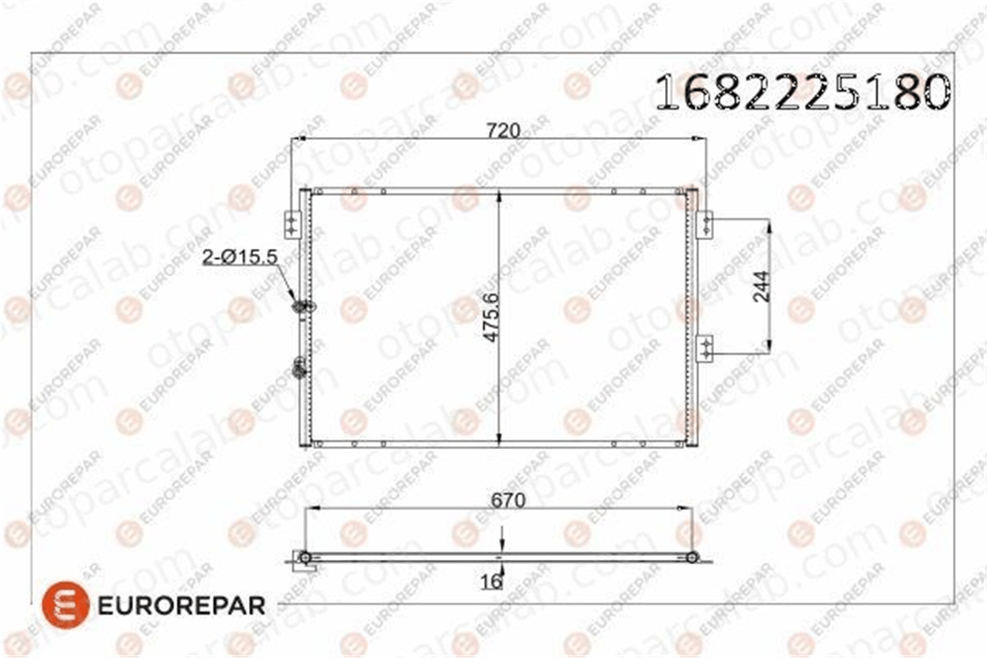 EUROREPAR 1682225180 Klima Radyatörü TOYOTA HIACE IV Minibüs/Otobüs HIACE IV Panelvan/Van 1682225180 8846026330