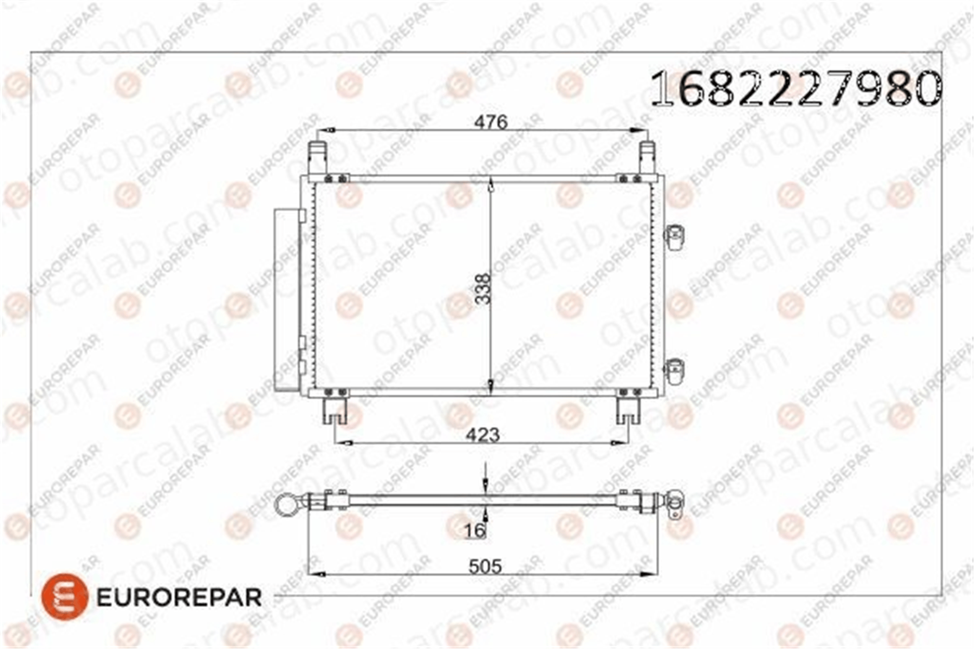 EUROREPAR 1682227980 Klima Radyatörü TOYOTA YARIS DAIHATSU CHARADE VIII 1682227980 884600D050