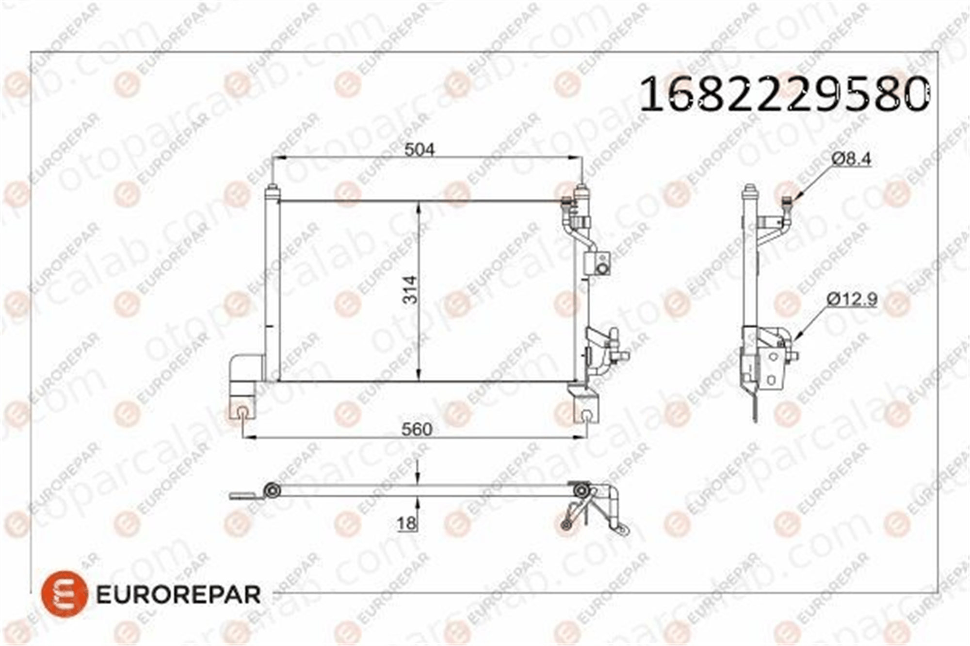 EUROREPAR 1682229580 Klima Radyatörü MAZDA B-SERIE FORD RANGER 1682229580 3636303