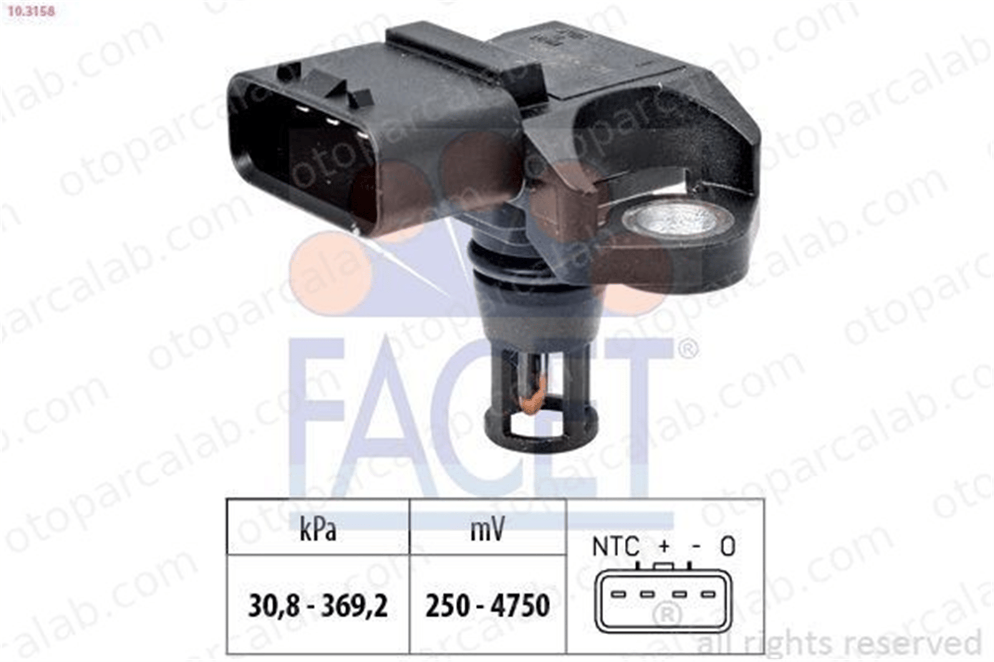 FACET 10.3158 MAP Sensörü OPEL MERIVA A MPV ASTRA J Sports Tourer 97381191 6238678