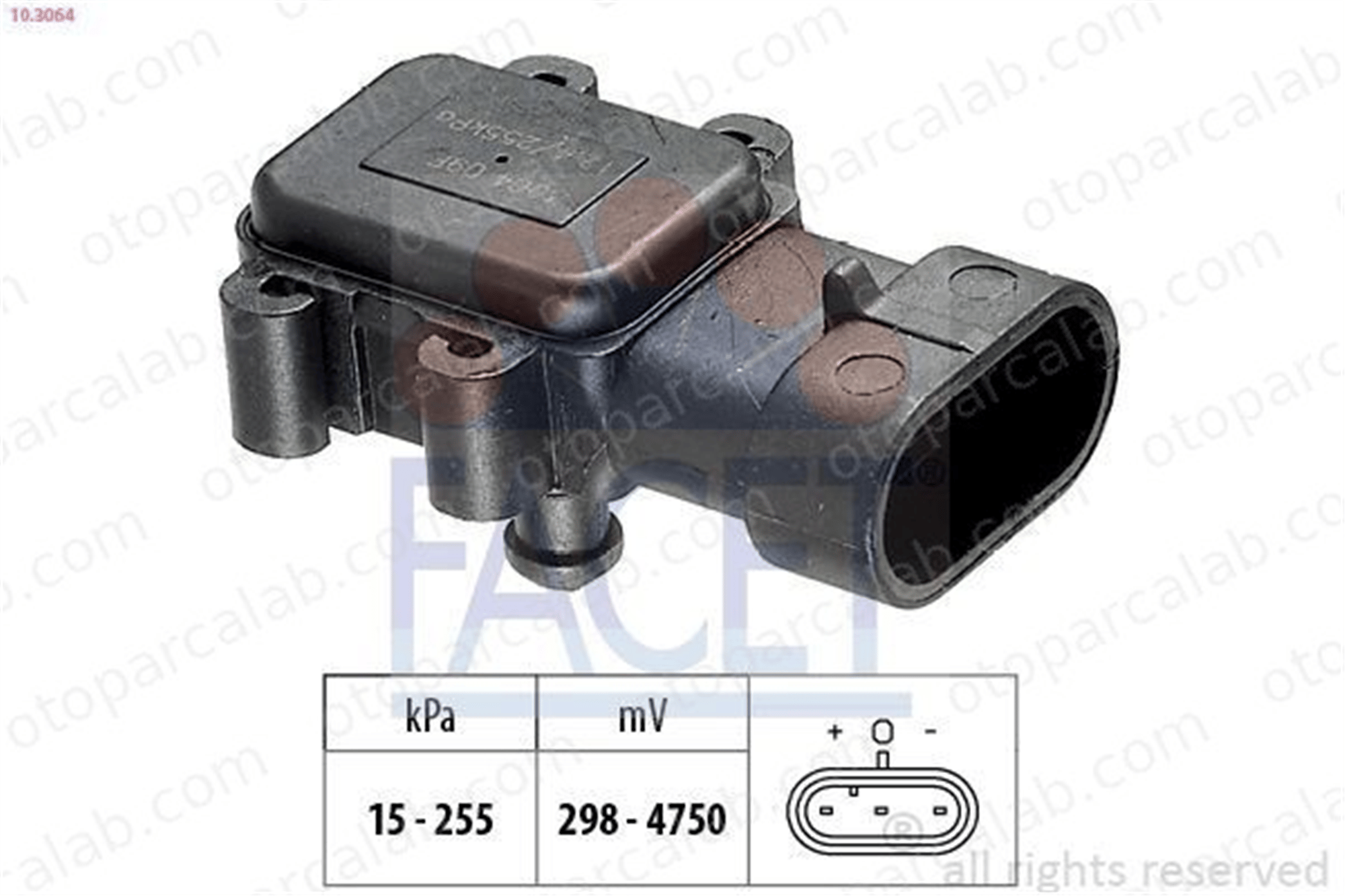 FACET 10.3064 MAP Sensörü RENAULT CLIO II KANGOO Express 2236500QAB 91167213