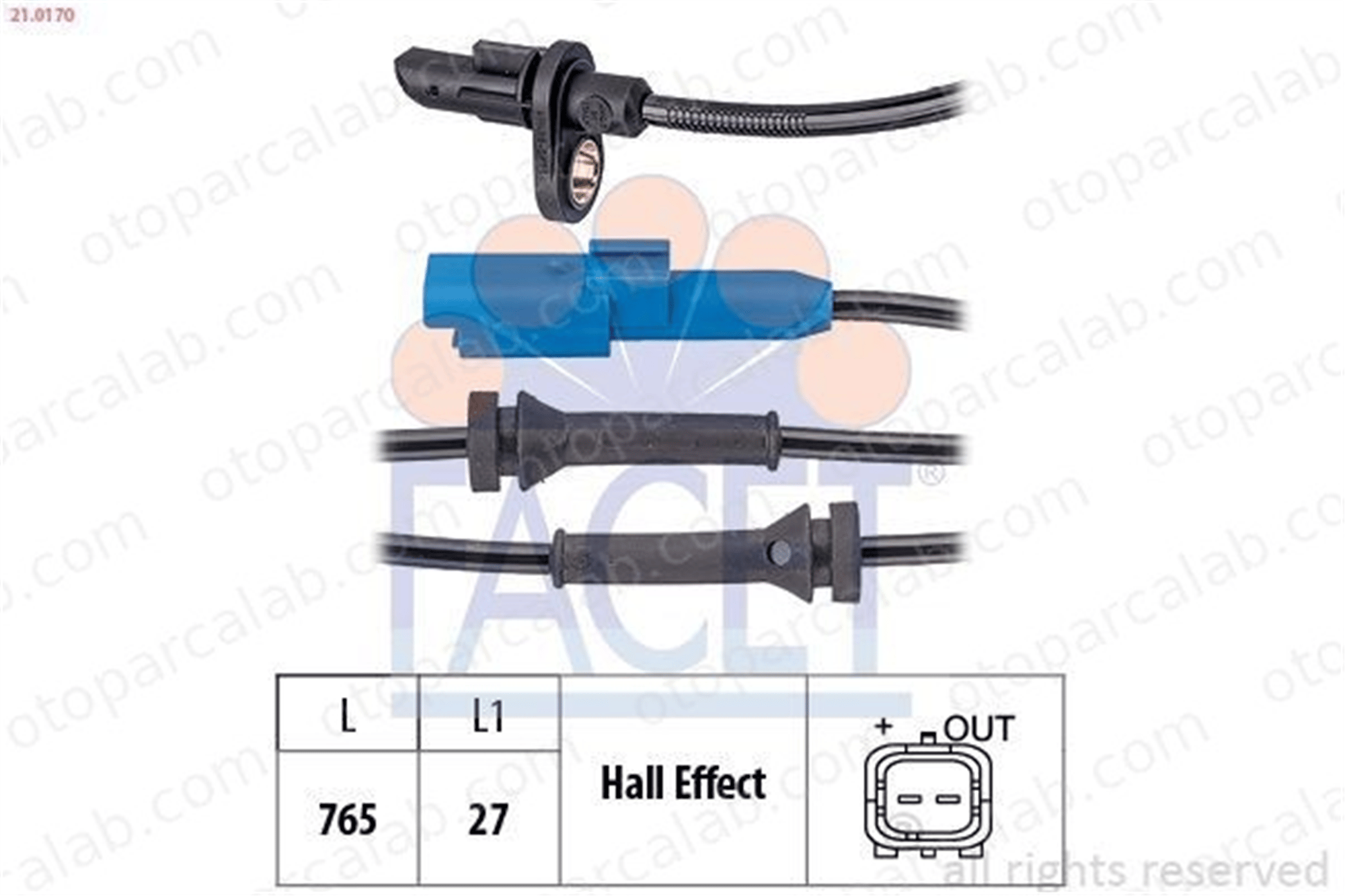 FACET 21.0170 Abs Sensörü Arka Sağ veya Sol PEUGEOT 208 I 2008 I 9805066580 9805066080