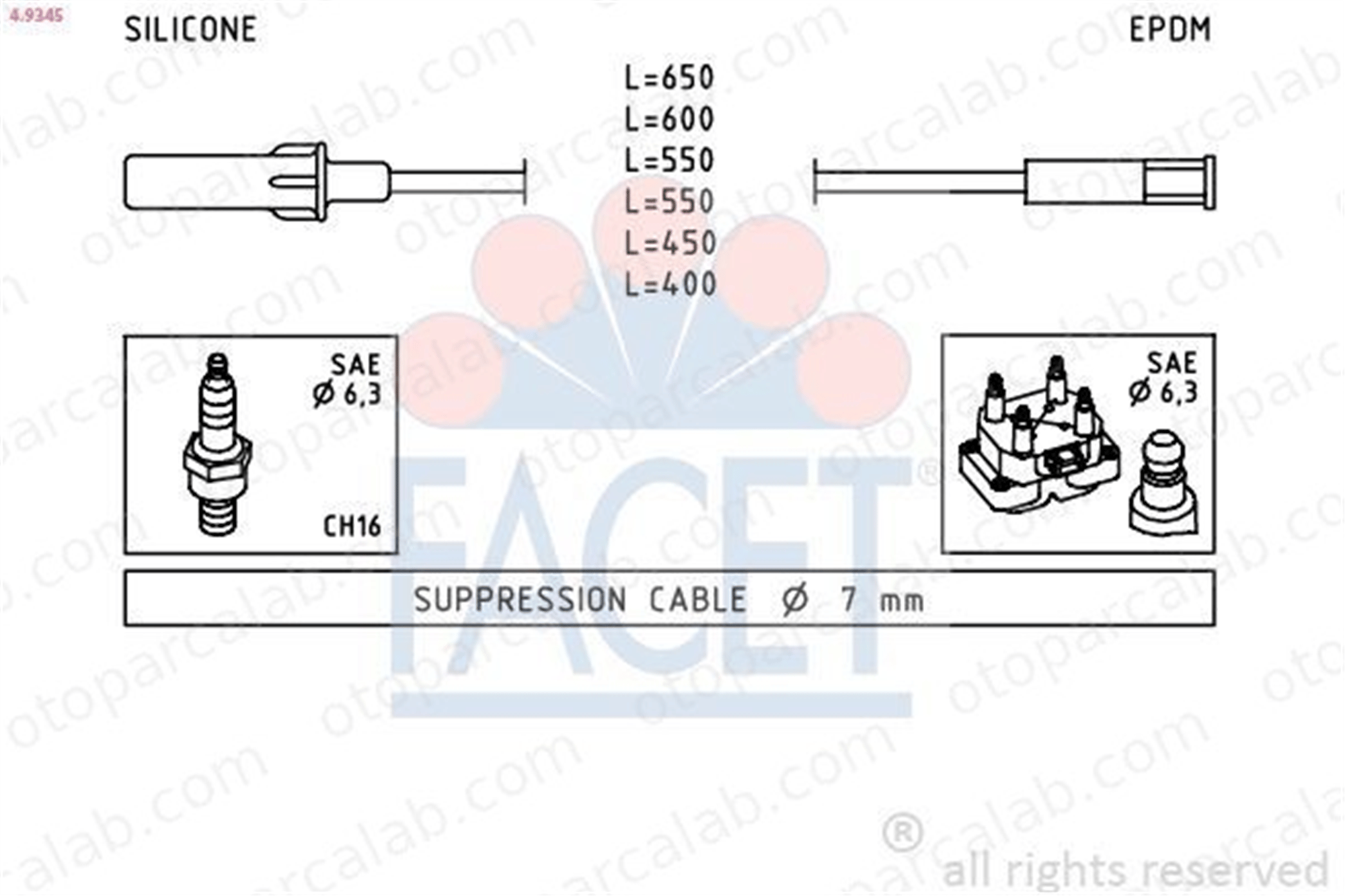 FACET 4.9345 Buji Kablosu CHRYSLER VOYAGER IV 5019593AA