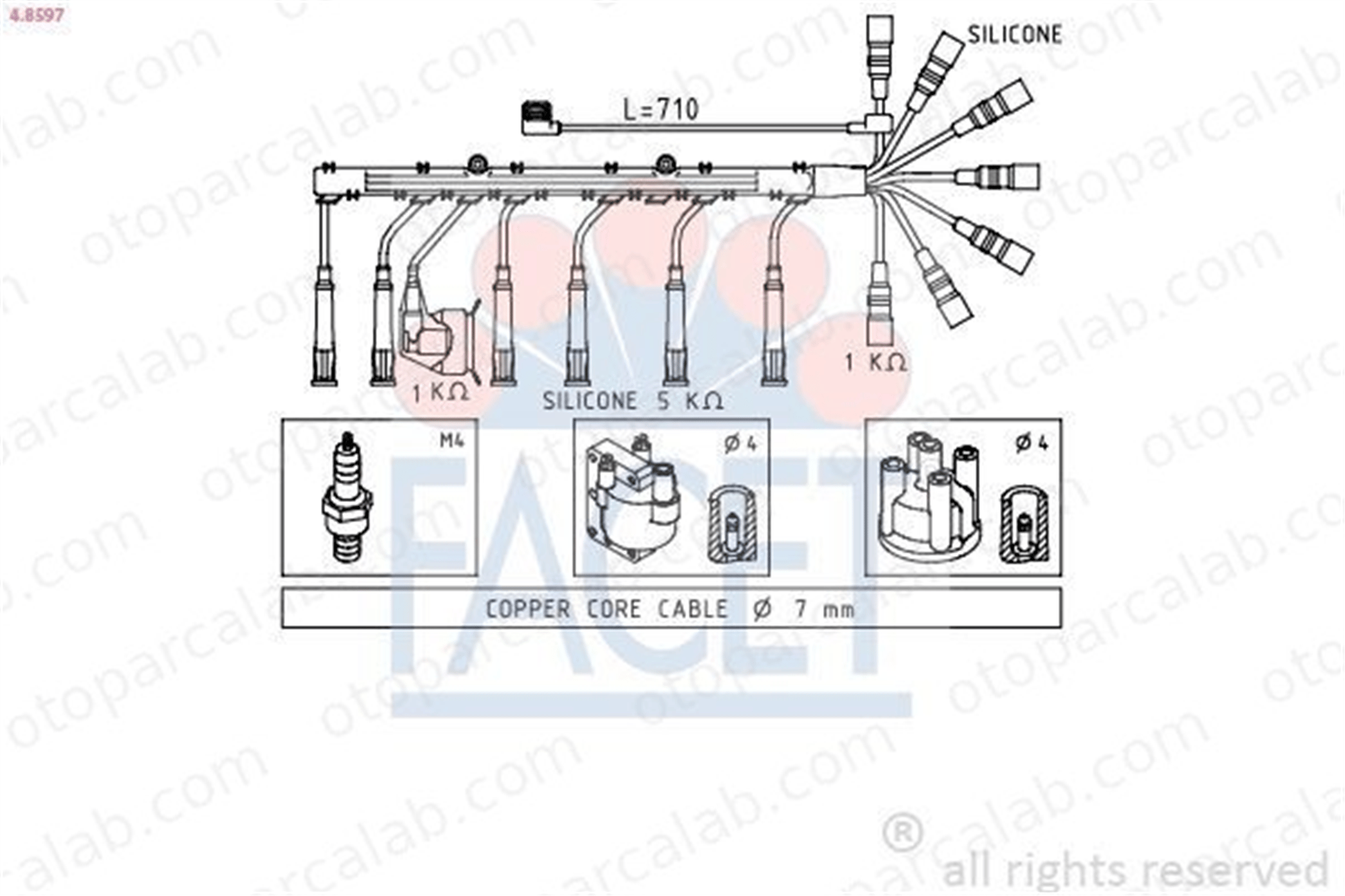 FACET 4.8597 Buji Kablosu BMW 3 3 Cabrio 12121726037