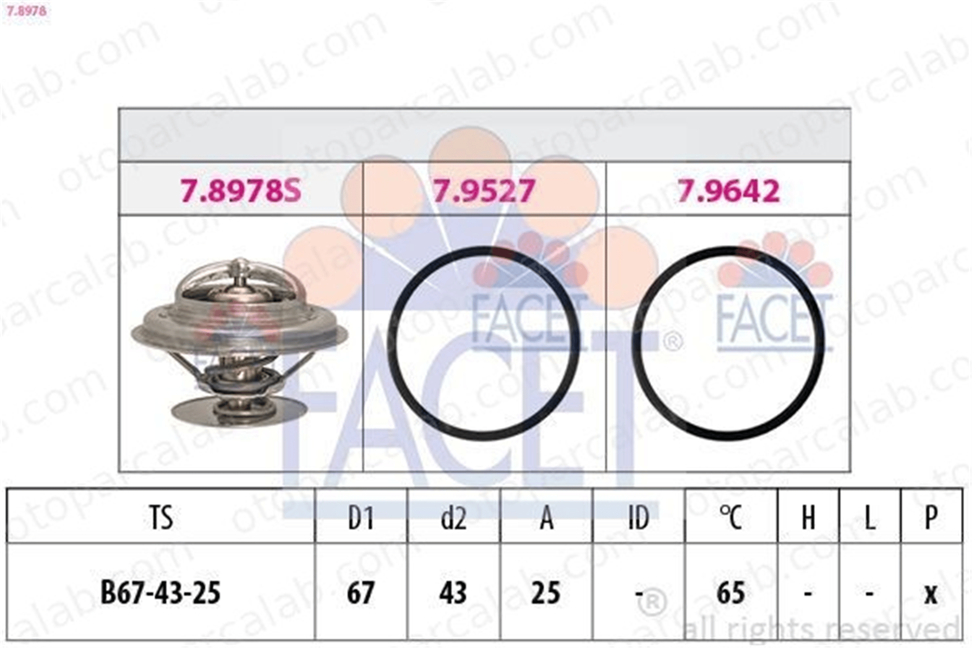 FACET 7.8978 Termostat 65 °C MERCEDES-BENZ T2/LN1 Platform şasi T2/LN1 Panelvan/Van A0042036575 32037975