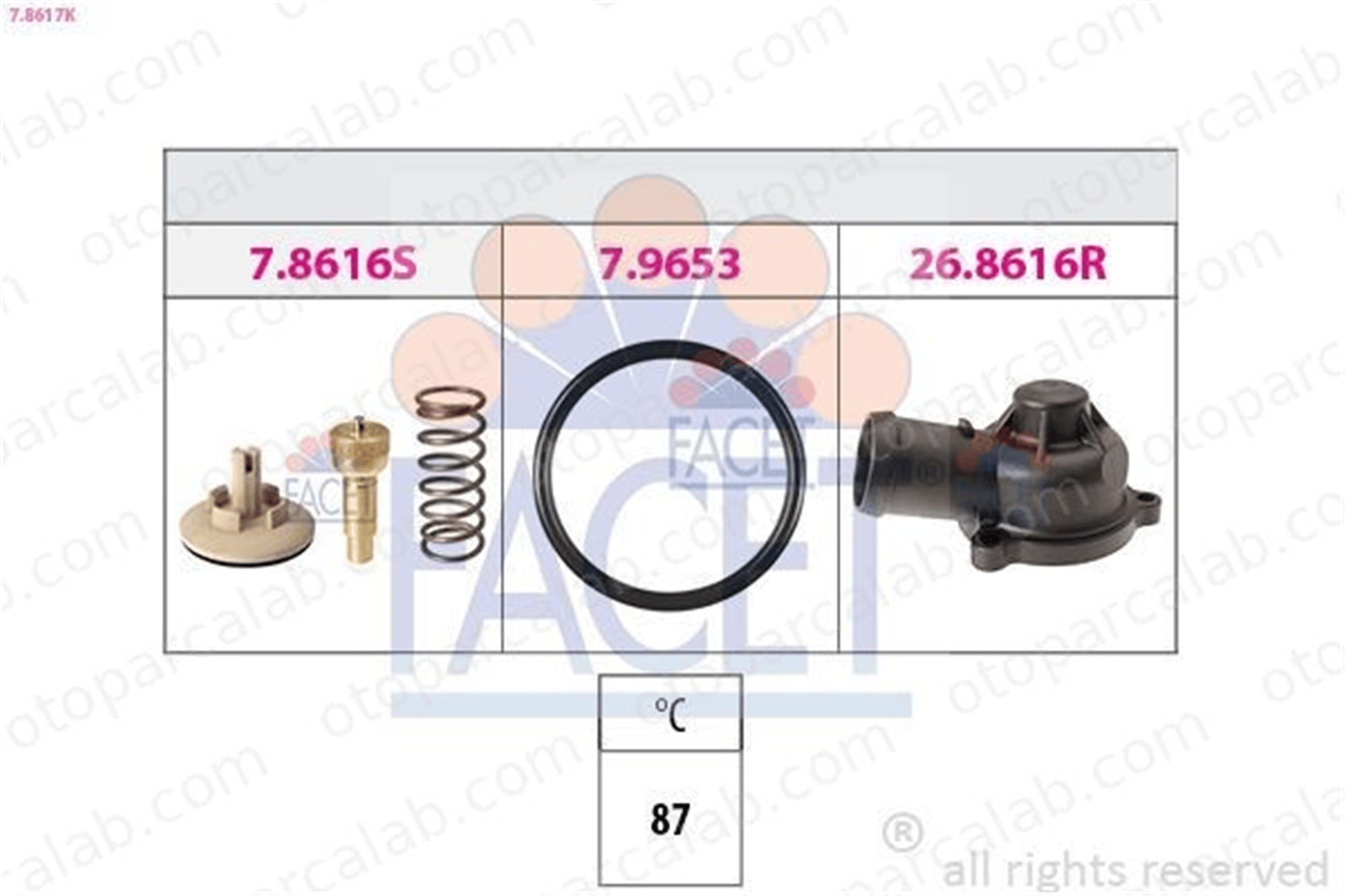 FACET 7.8617K Termostat 87 °C VW POLO SEAT IBIZA III 3C121110A 03C 121 110 A