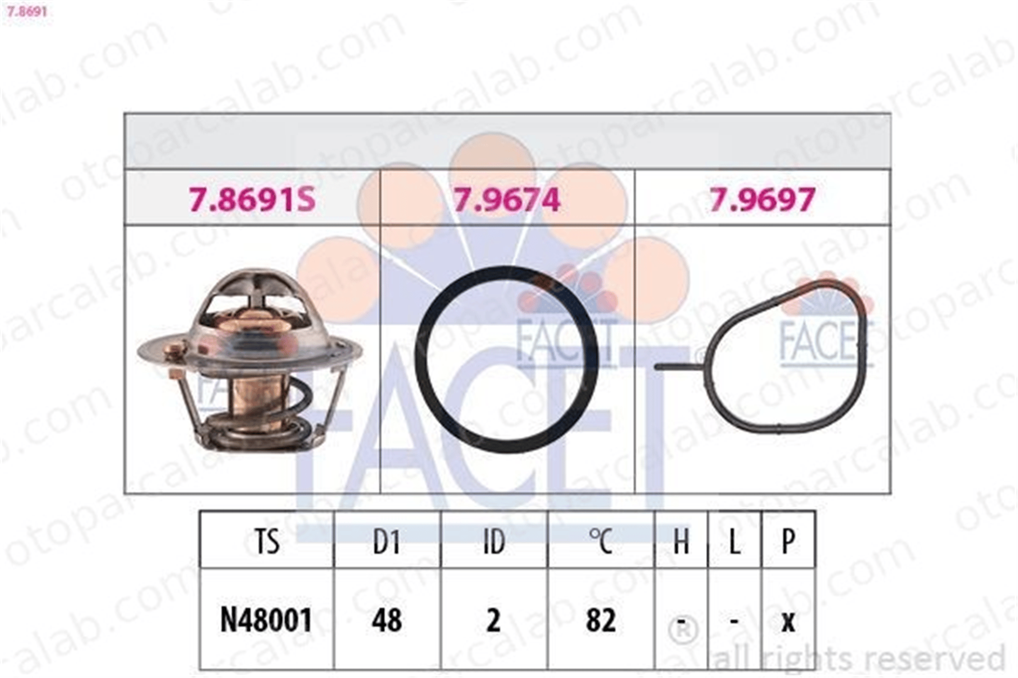 FACET 7.8691 Termostat 82 °C FORD KA+ III ECOSPORT DM5G8575AA 1478408