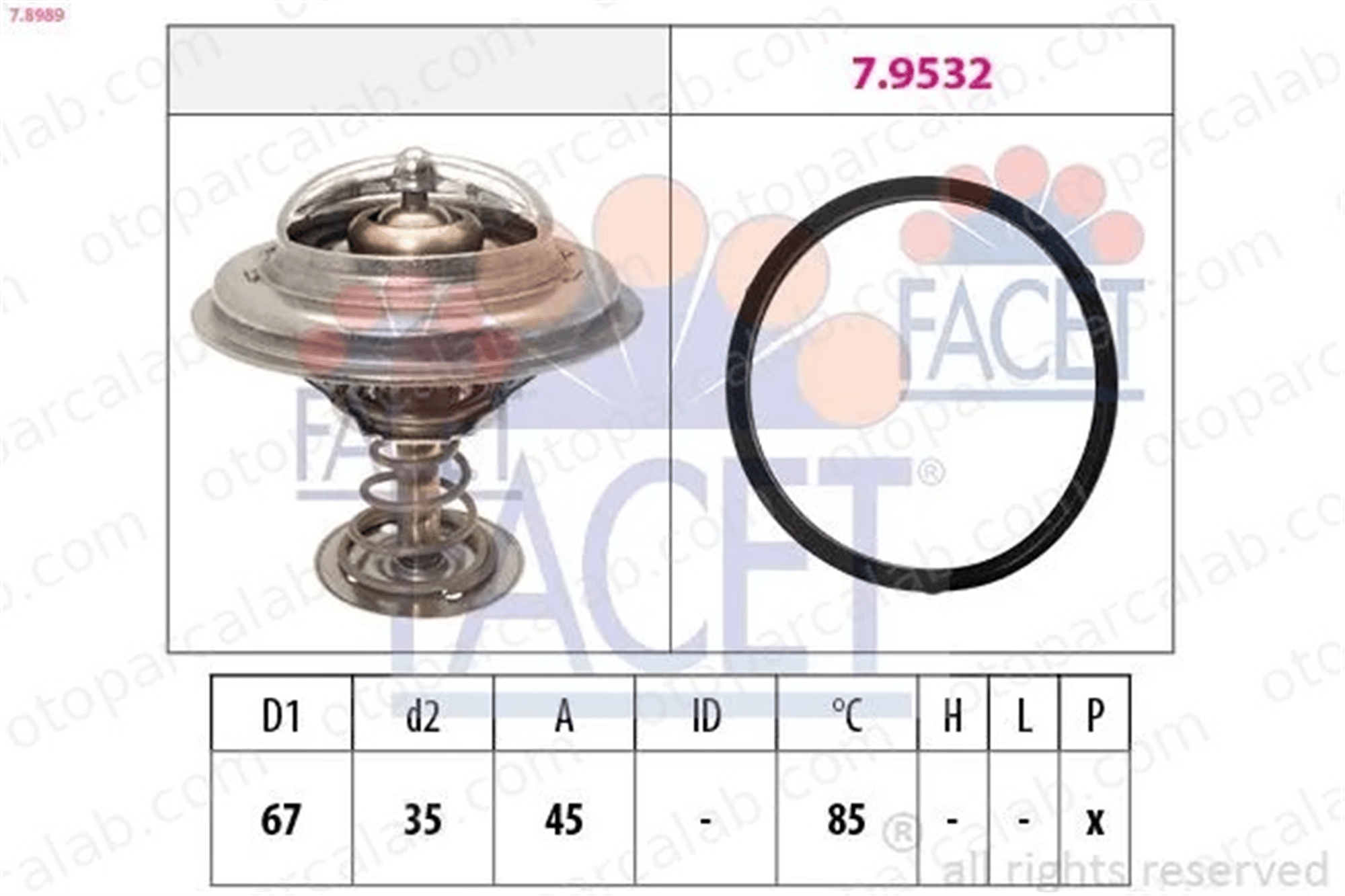 FACET 7.8989 Termostat 82 °C LAND ROVER RANGE ROVER IV DISCOVERY V LR062085 LR033675