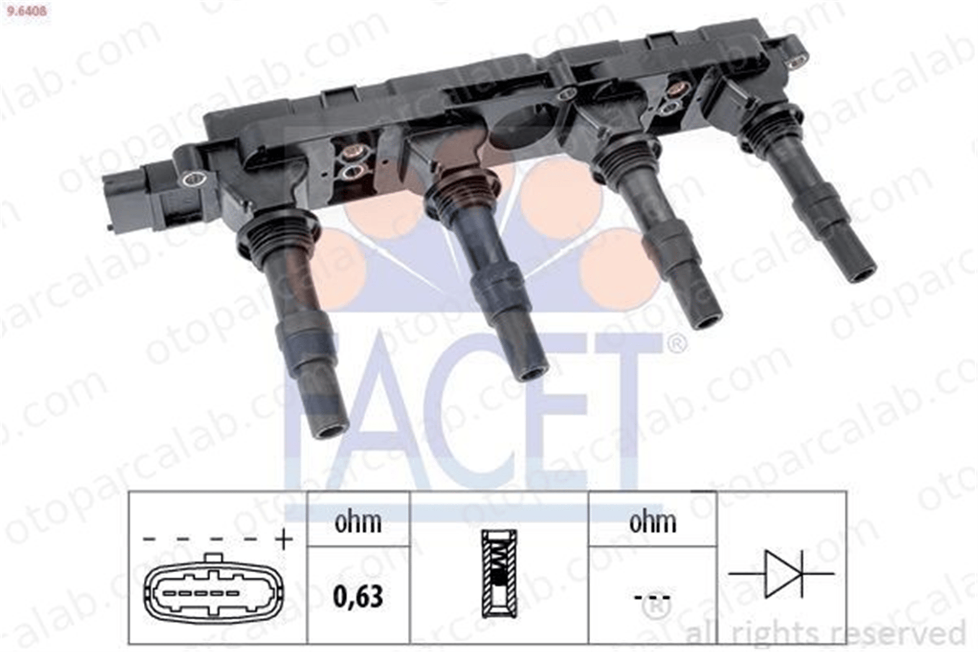 FACET 9.6408 Ateşleme Bobini OPEL ASTRA G Sedan ASTRA G Station wagon 9119567 90536194