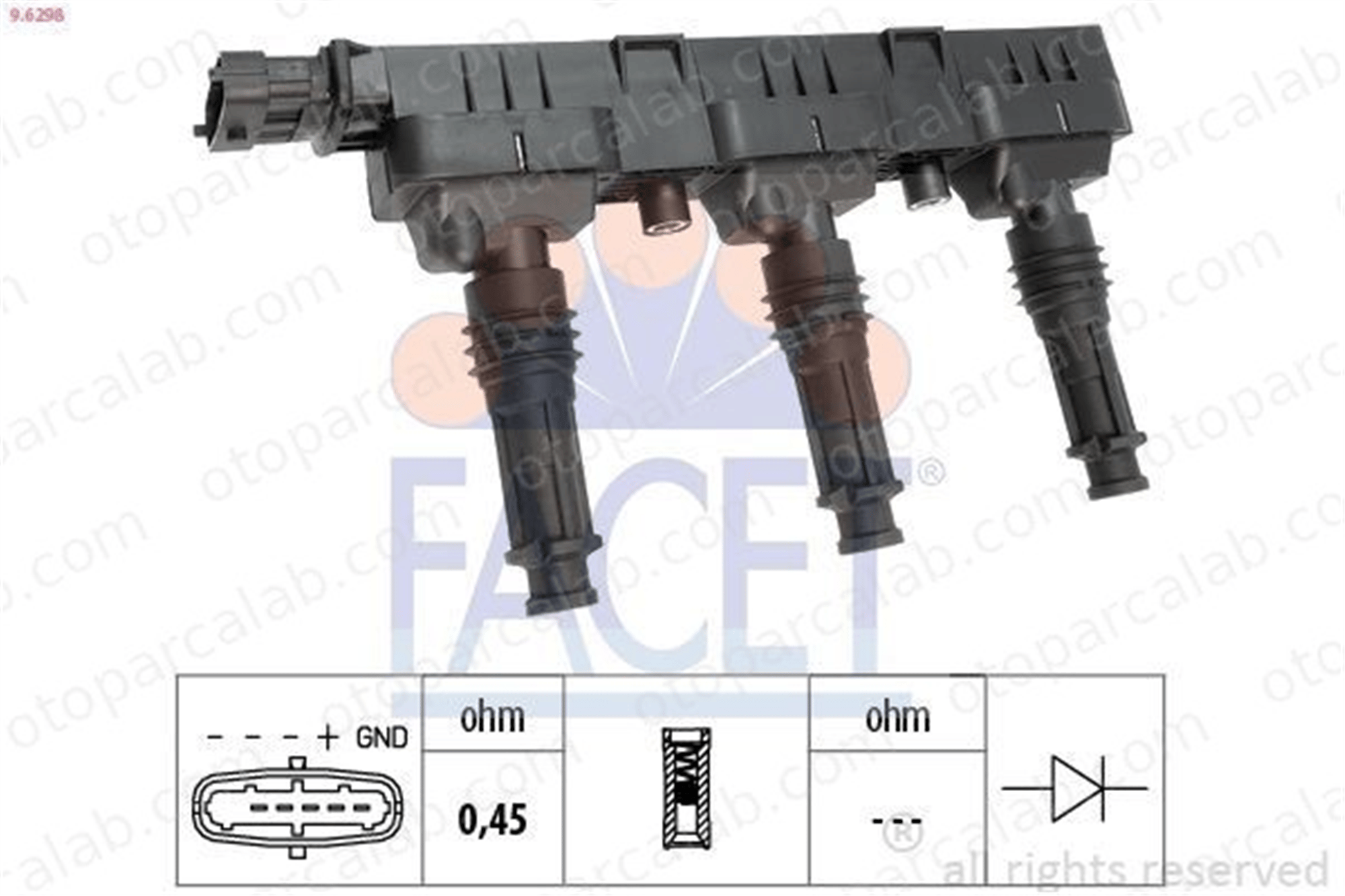 FACET 9.6298 Ateşleme Bobini OPEL AGILA CORSA D 90543059 93180806