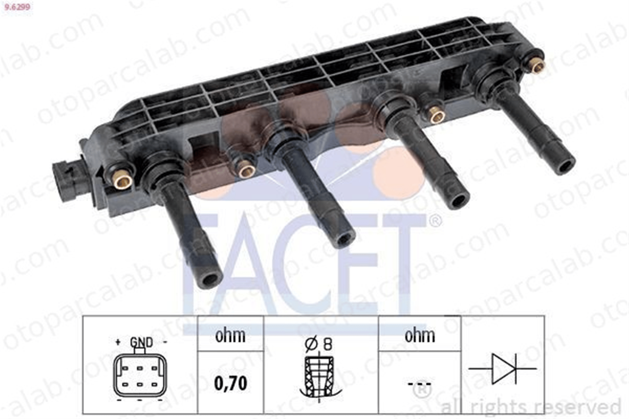 FACET 9.6299 Ateşleme Bobini OPEL ASTRA G Station wagon ASTRA G Sedan 19005212 133809