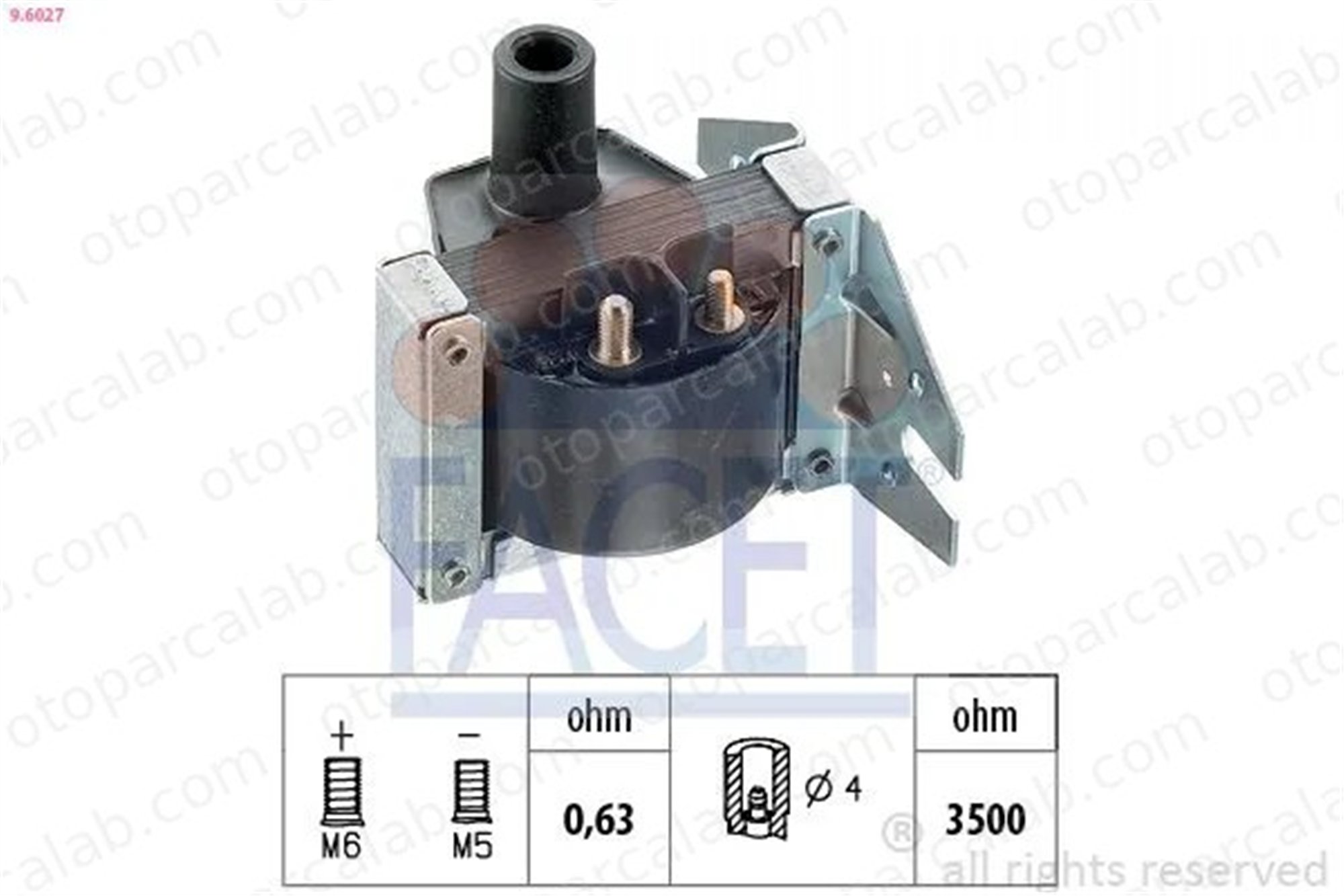 FACET 9.6027 Ateşleme Bobini AUDI 100 C3 Avant 100 C3 Sedan 811905115