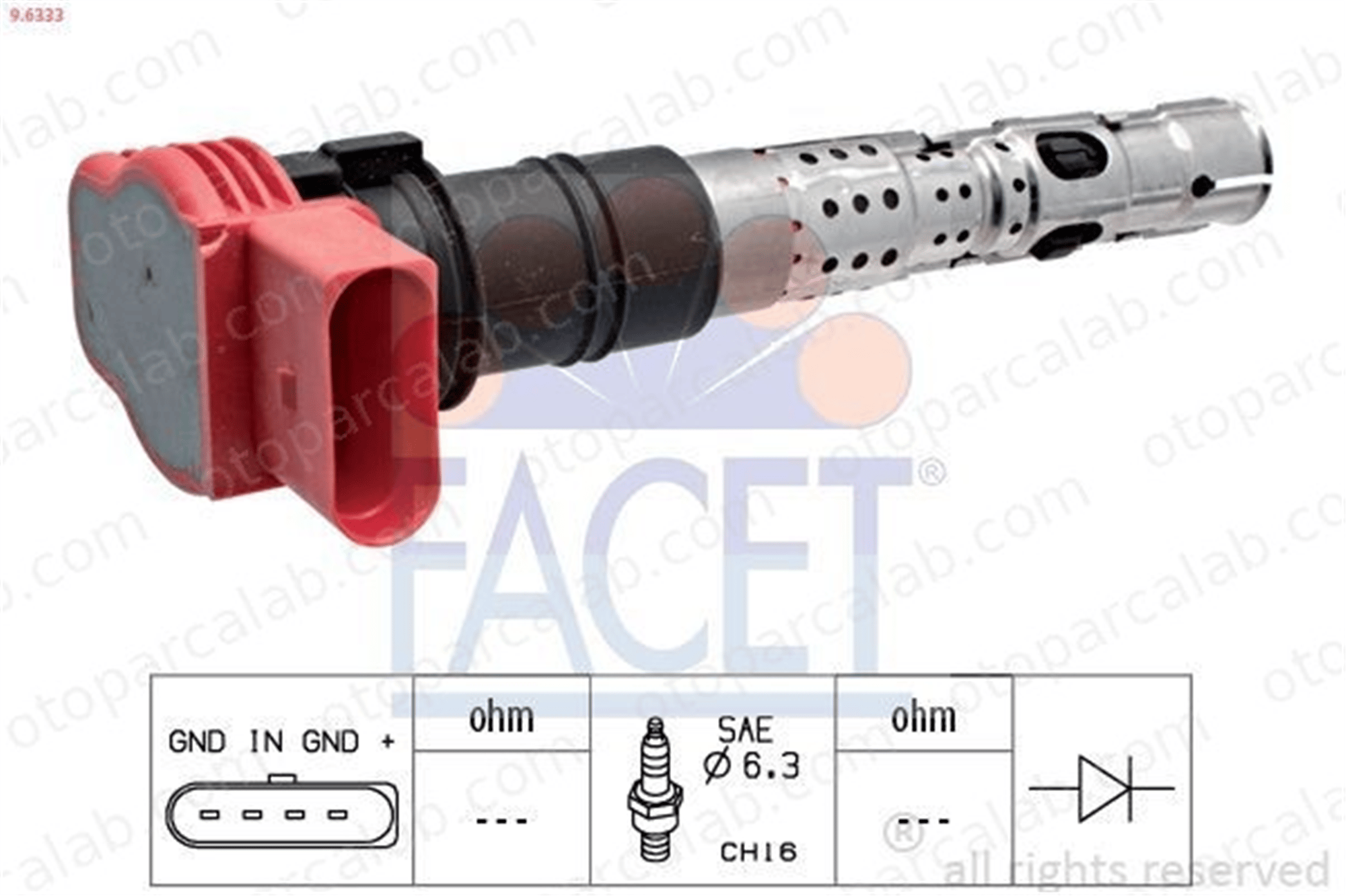 FACET 9.6333 Ateşleme Bobini AUDI A6 C5 Avant A4 B6 77905115B 77905115C