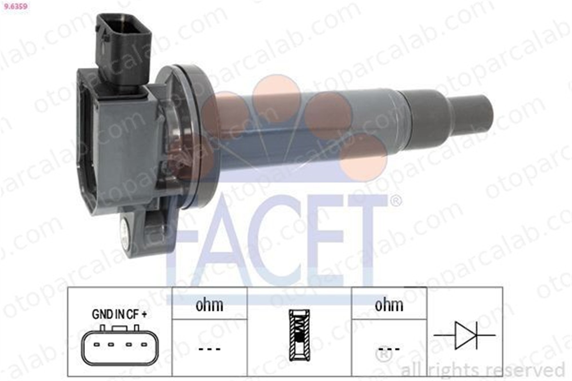 FACET 9.6359 Ateşleme Bobini TOYOTA YARIS YARIS VERSO 1611547880 9008019021