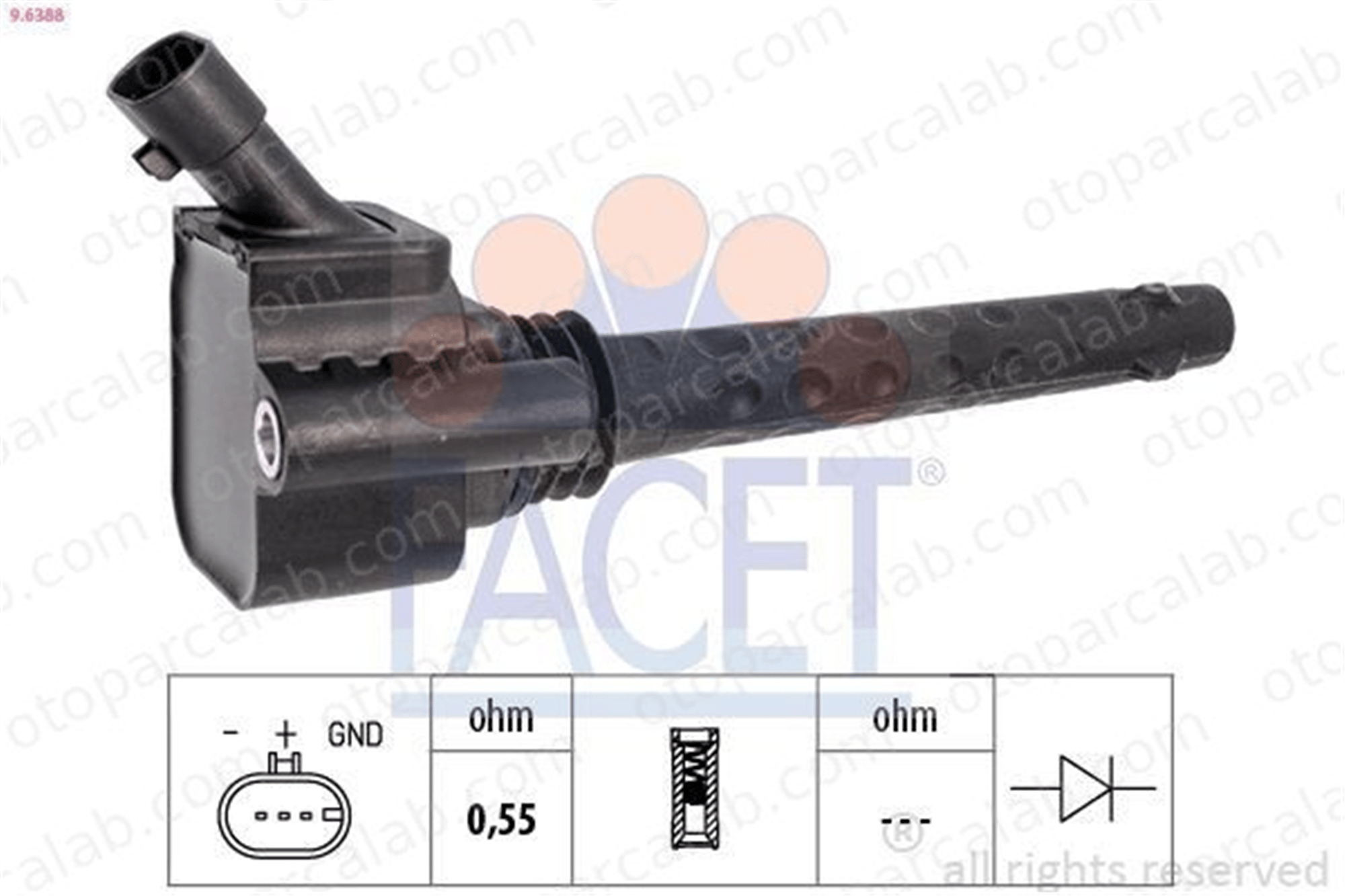 FACET 9.6388 Ateşleme Bobini ALFA ROMEO MITO ABARTH 500 / 595 / 695 55209603 55213613