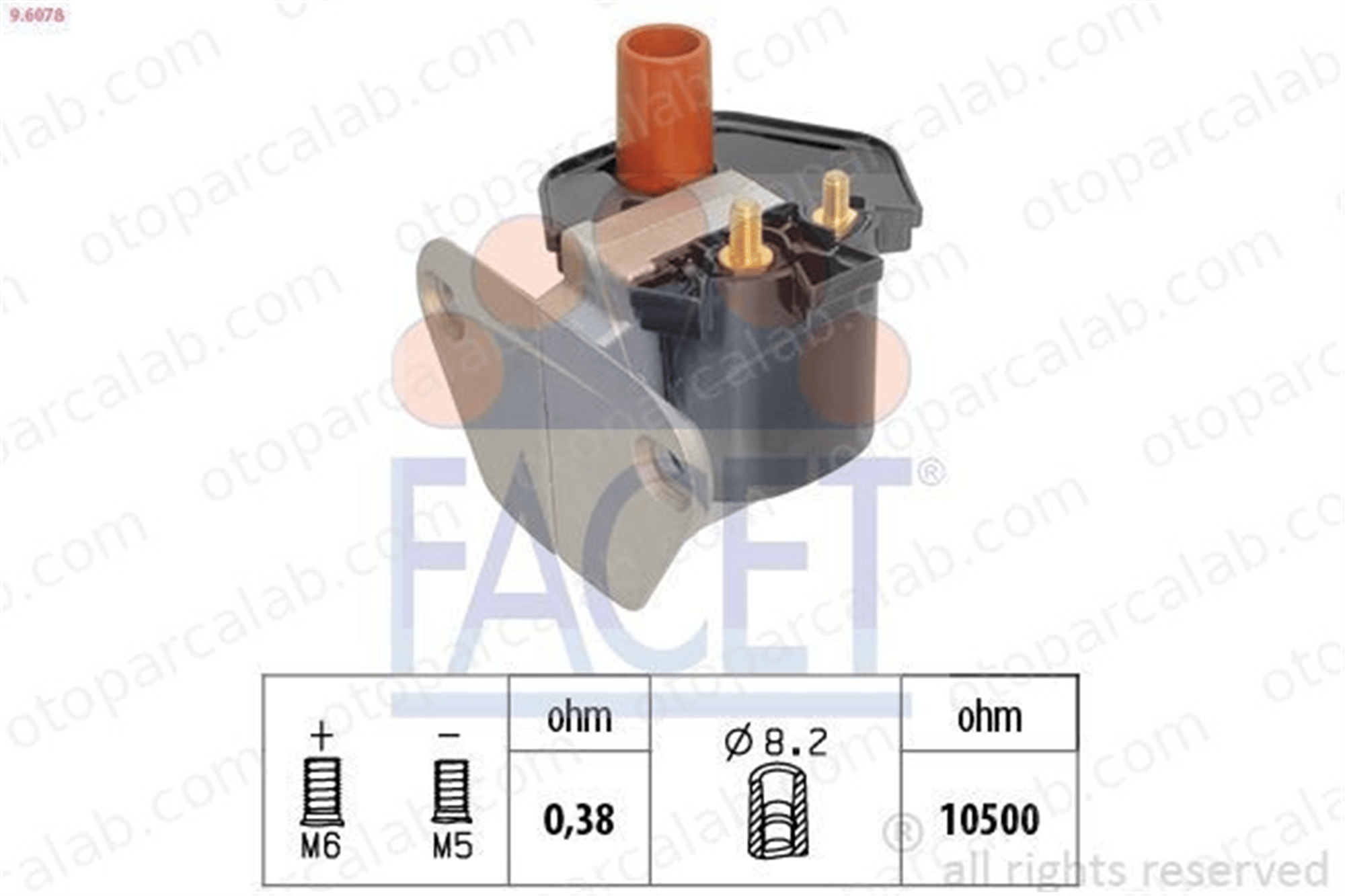 FACET 9.6078 Ateşleme Bobini MERCEDES-BENZ 190 124 Sedan A0001586203 138716
