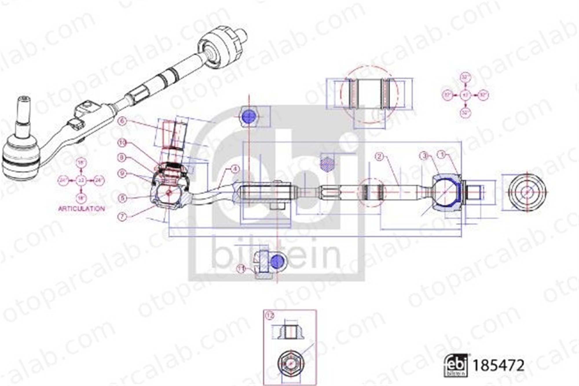 FEBI BILSTEIN 185472 Rot Mili Sol BMW 3 3 Touring 32105A451A9 32101543907