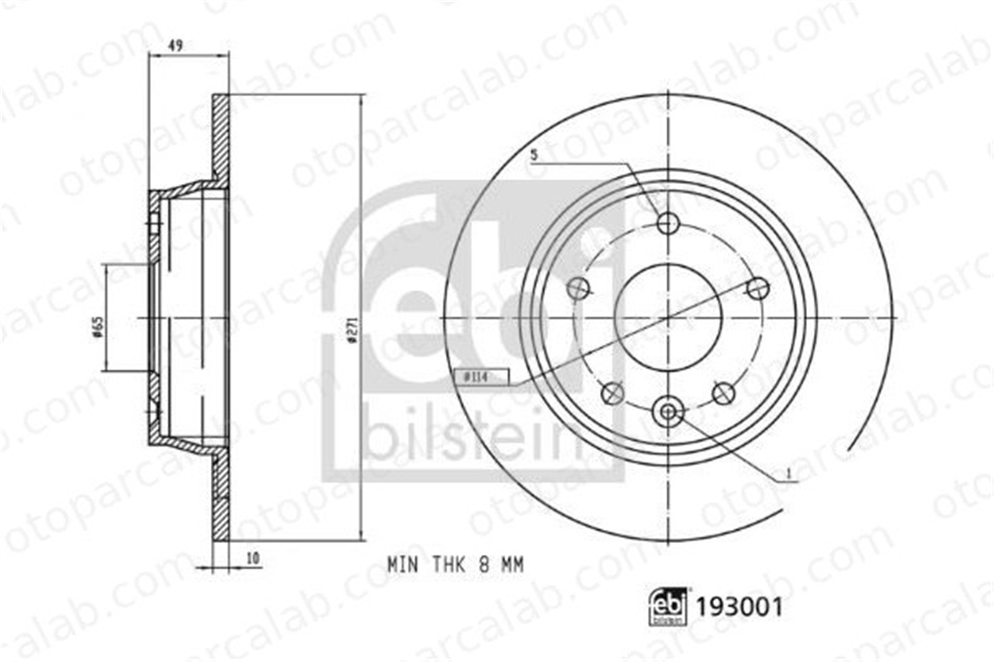 FEBI BILSTEIN 193001 Fren Disk Ayna Arka Sağ ve Sol MAXUS eDELIVER 3 Panelvan/Van C00081704
