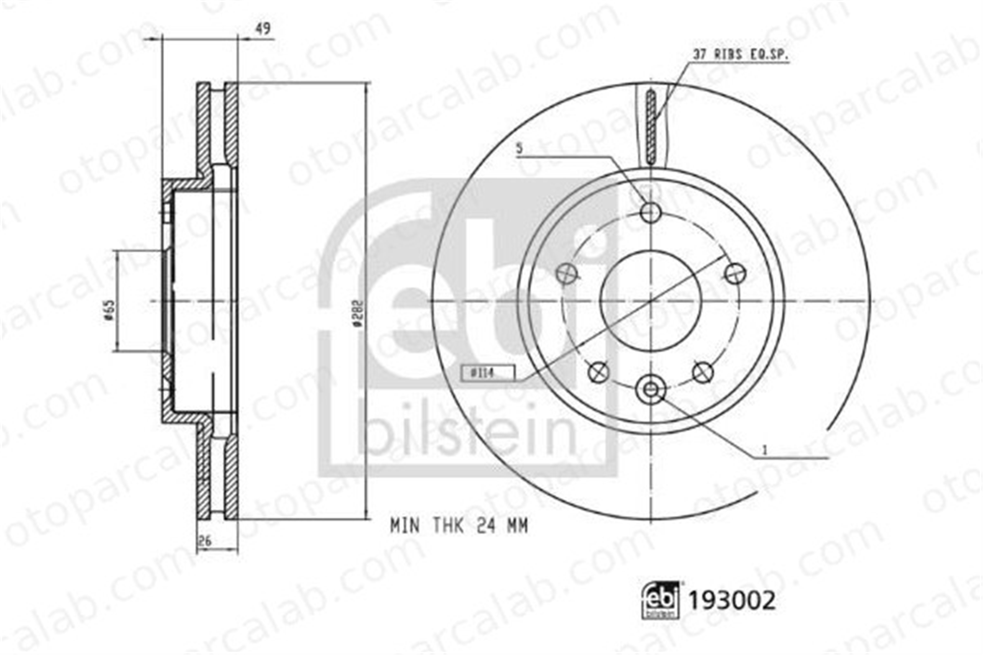 FEBI BILSTEIN 193002 Fren Disk Ayna Ön Sağ ve Sol MAXUS eDELIVER 3 Panelvan/Van C00081697