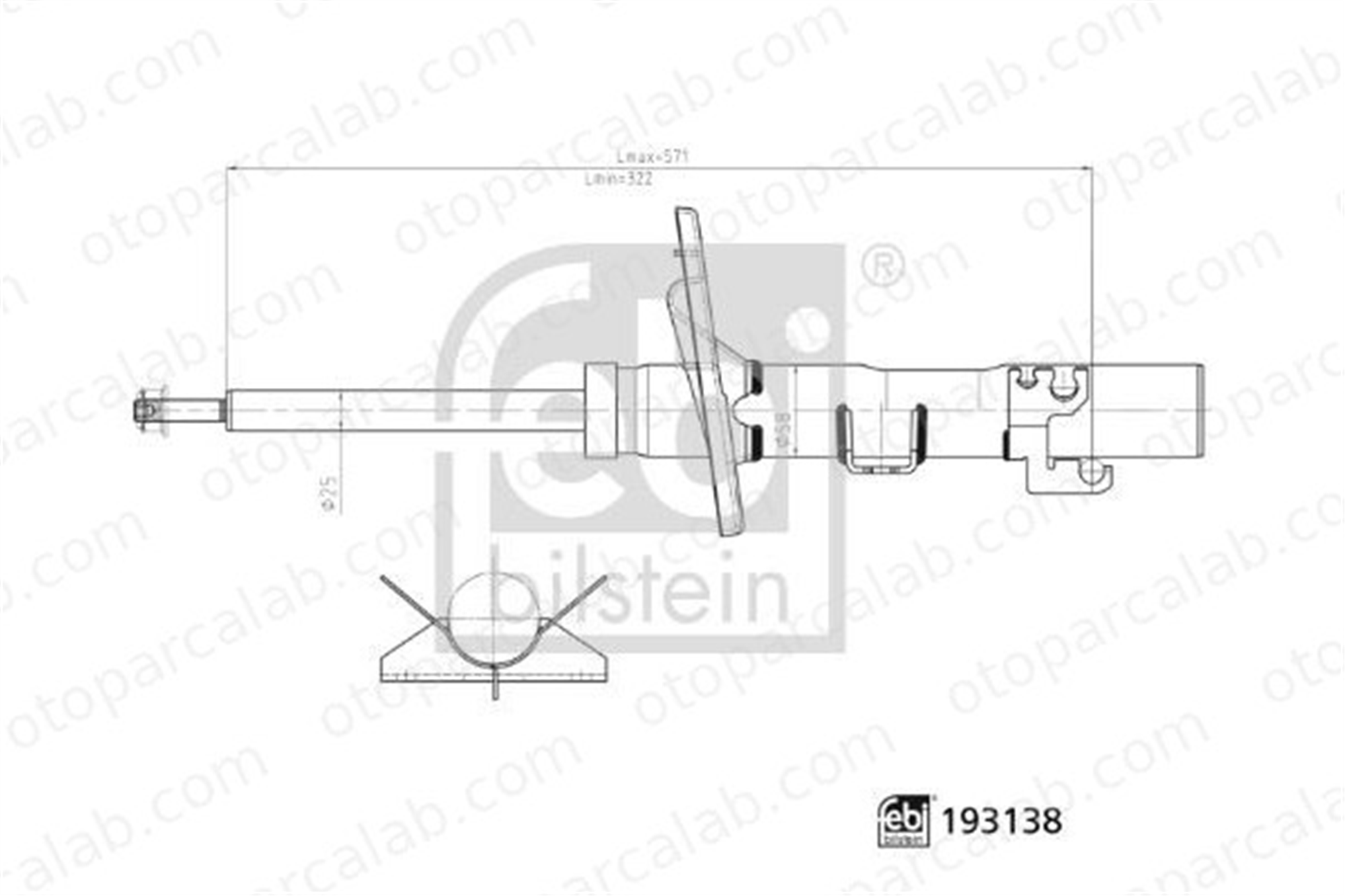 FEBI BILSTEIN 193138 Amortisör Ön Sağ veya Sol VW TRANSPORTER T5 Minibüs/Otobüs TRANSPORTER T5 Panelvan/Van 7H0413031D 7E0413031C