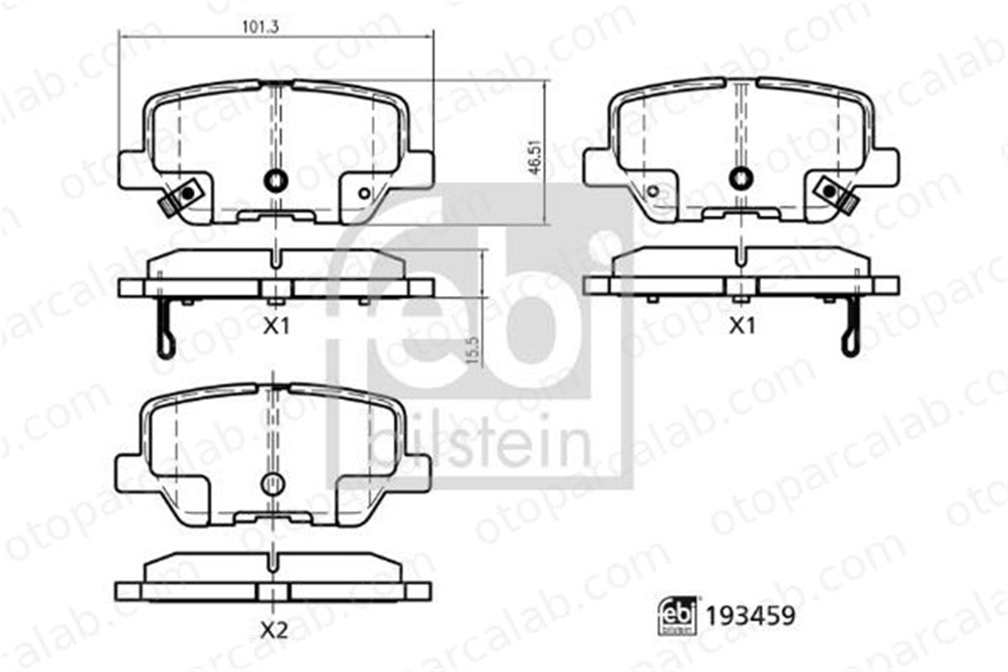 FEBI BILSTEIN 193459 Fren Disk Balata Arka MAXUS eDELIVER 3 Panelvan/Van C00168954