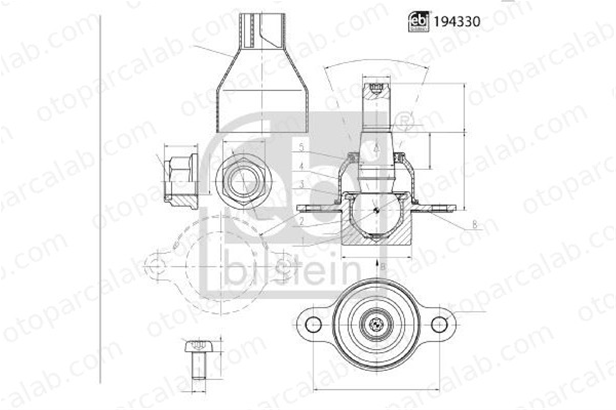 FEBI BILSTEIN 194330 Rotil Alt Sağ veya Sol FORD TRANSIT V363 Platform şasi TRANSIT V363 Panelvan/Van 1817754 2192439