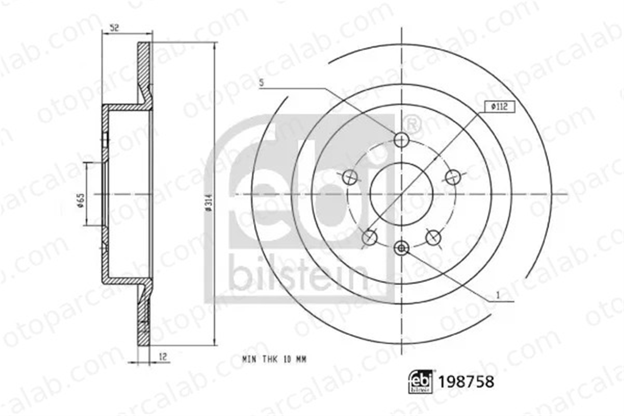 FEBI BILSTEIN 198758 Fren Disk Ayna Arka Sağ ve Sol AIWAYS U5 861598003