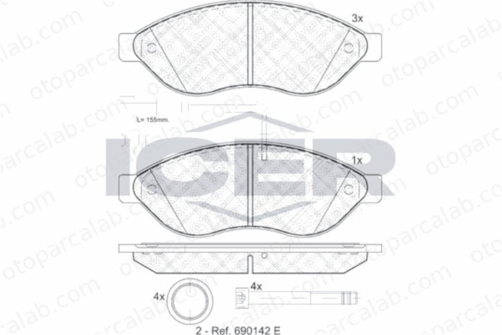 FERBE 52900 Fren Disk Balata Ön CITROËN JUMPER Panelvan/Van JUMPER Platform şasi E172301 1607878380