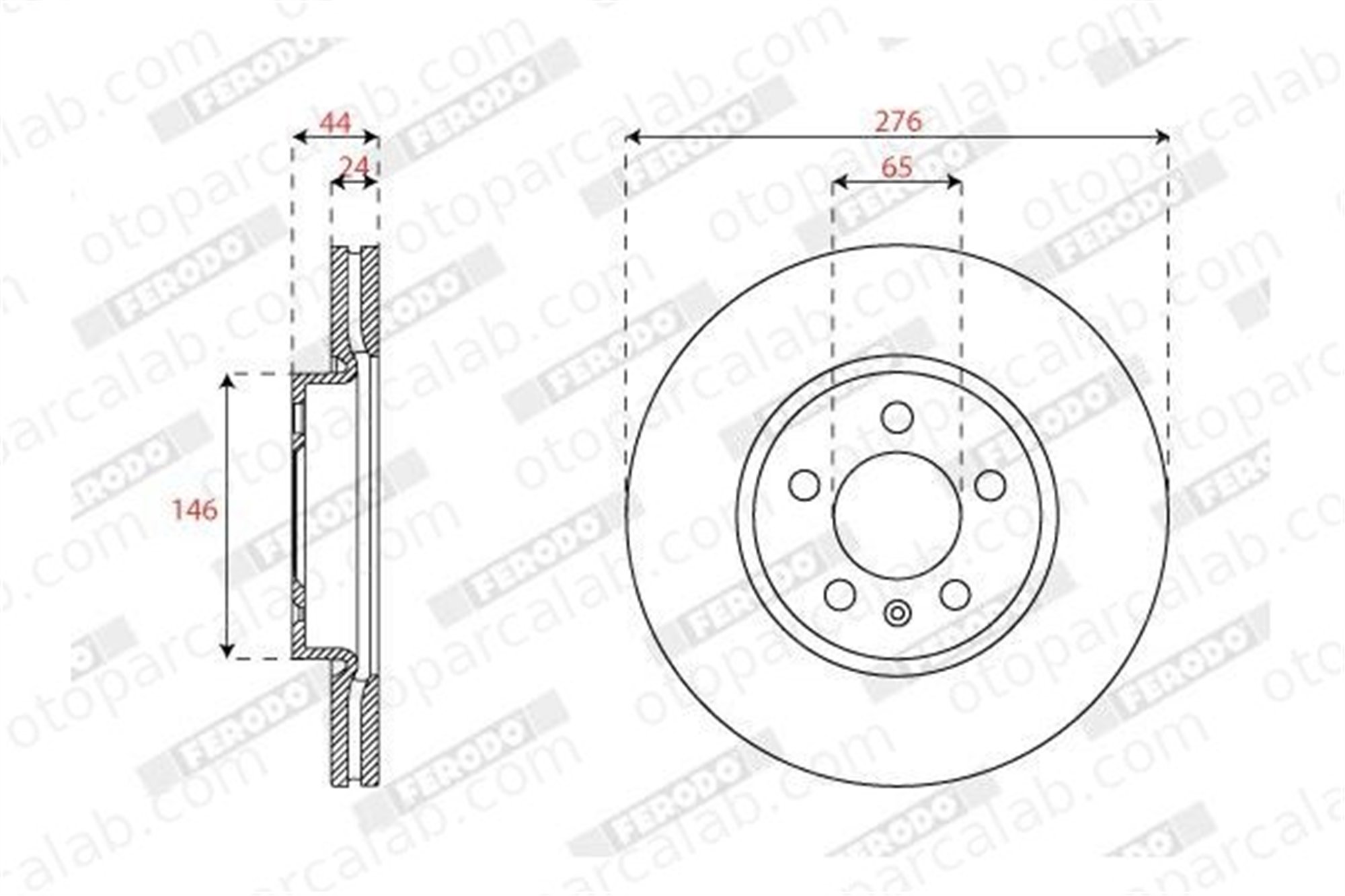 FERODO DDF2664C Fren Disk Ayna Ön Sağ ve Sol SEAT ARONA IBIZA V 2Q0615301H 2QB615301E