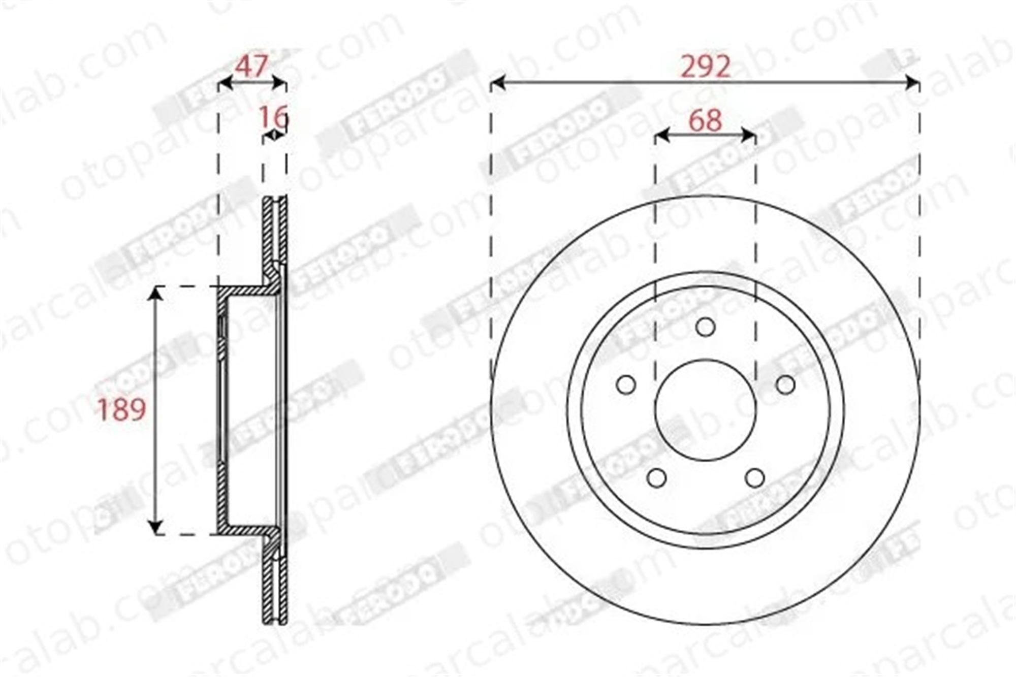 FERODO DDF2786C Fren Disk Ayna Arka Sağ ve Sol NISSAN X-TRAIL III MAN TGE Panelvan/Van 432064CE0A 2N0615301A